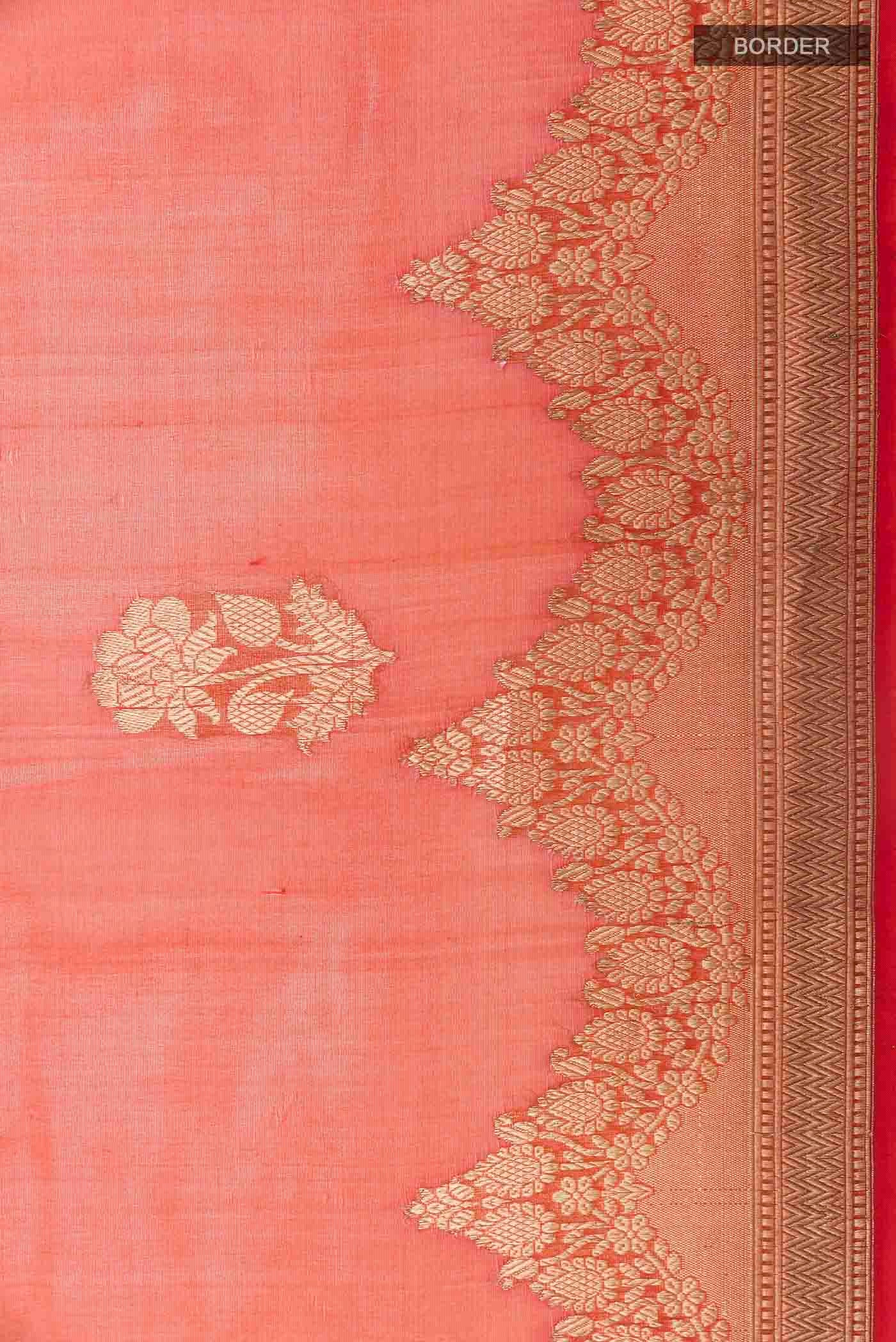 Orange Organza Silk Saree - Image 3