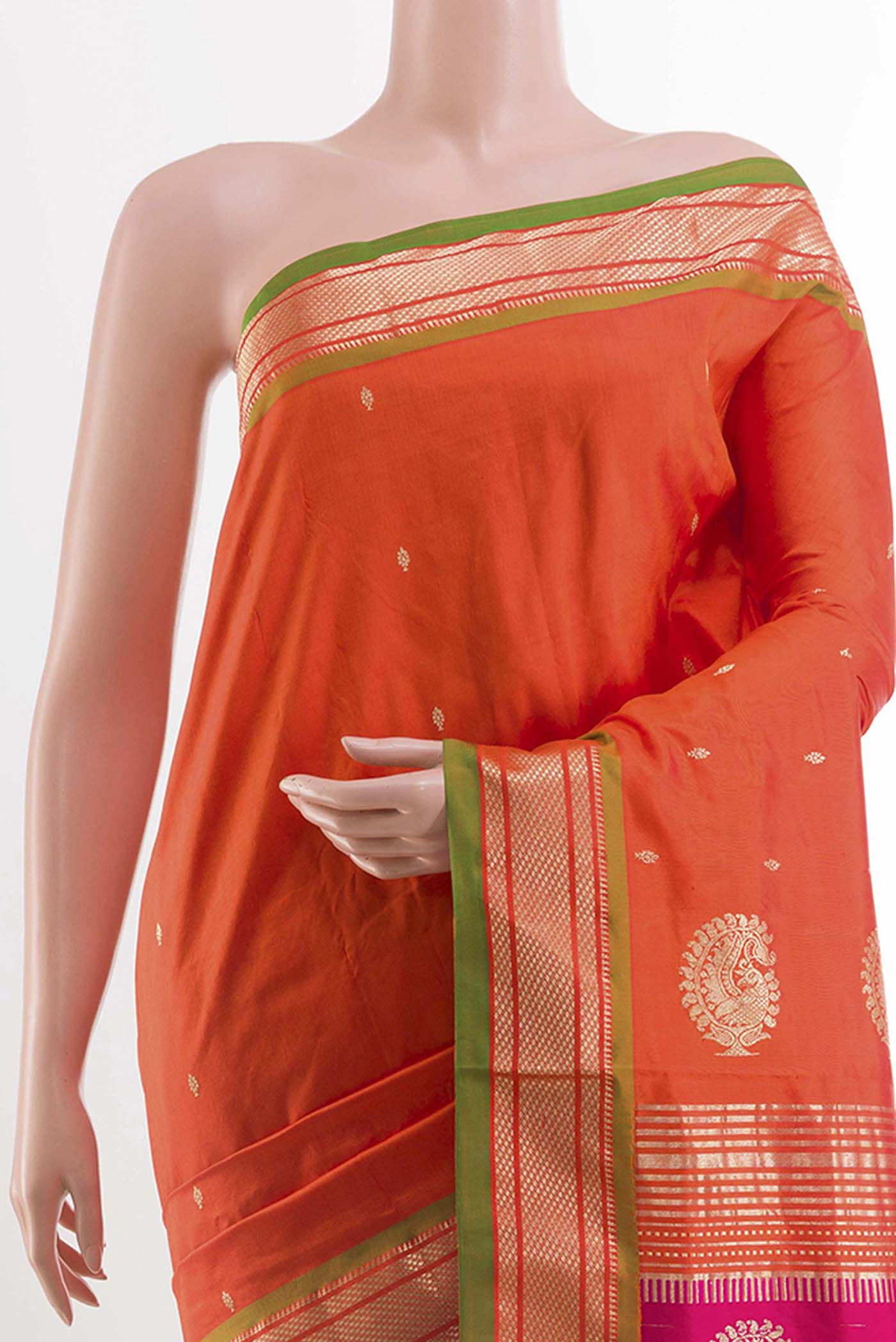 Orange Paithani Silk Saree - Image 2