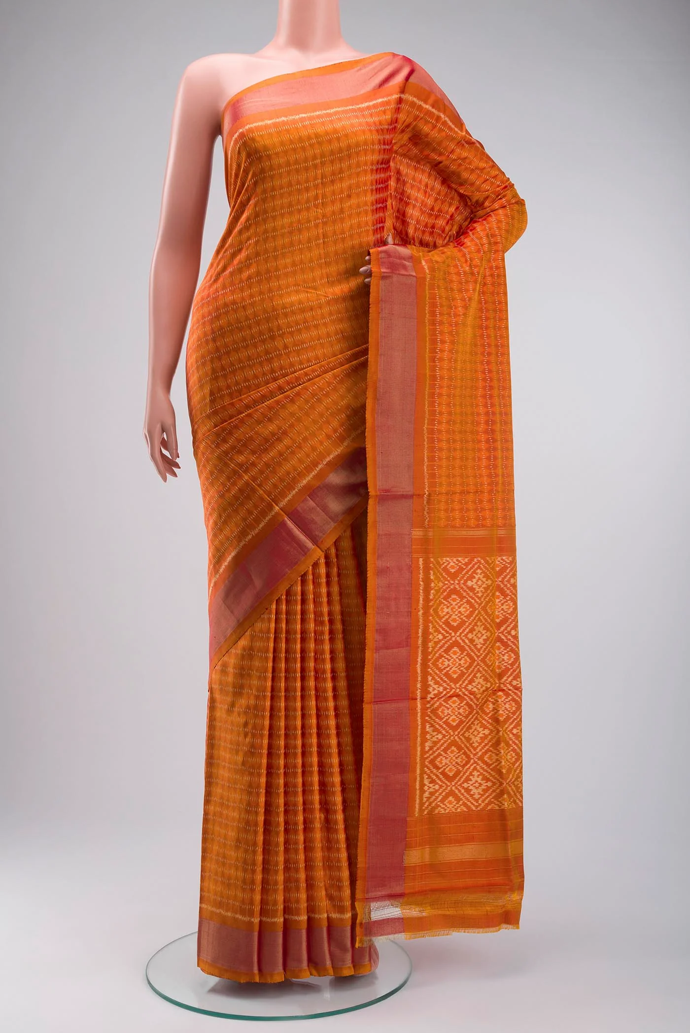Orange Pochampally Silk Saree