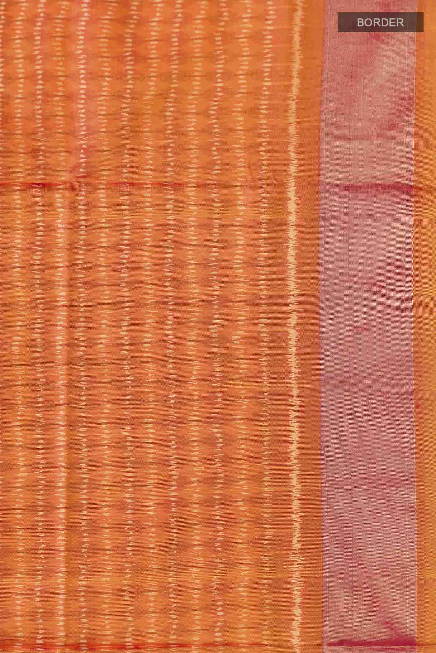 Orange Pochampally Silk Saree - Image 3