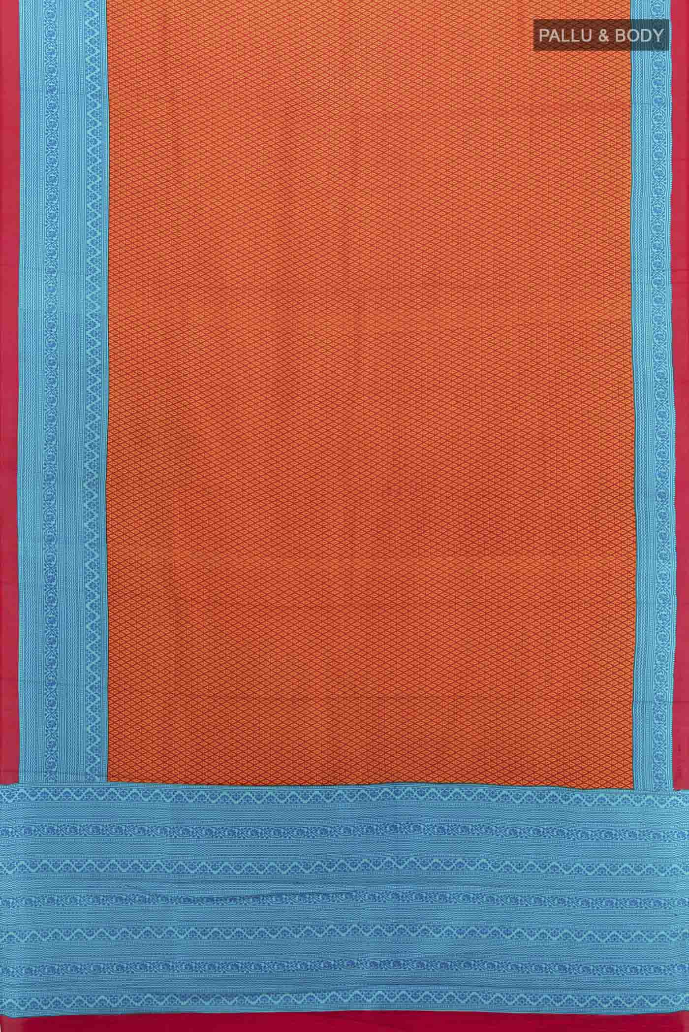 Orange Printed Silk Saree - Image 5