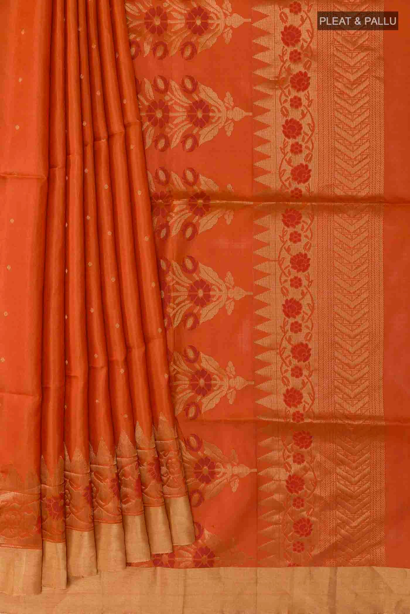 Orange Soft Silk Saree - Image 4