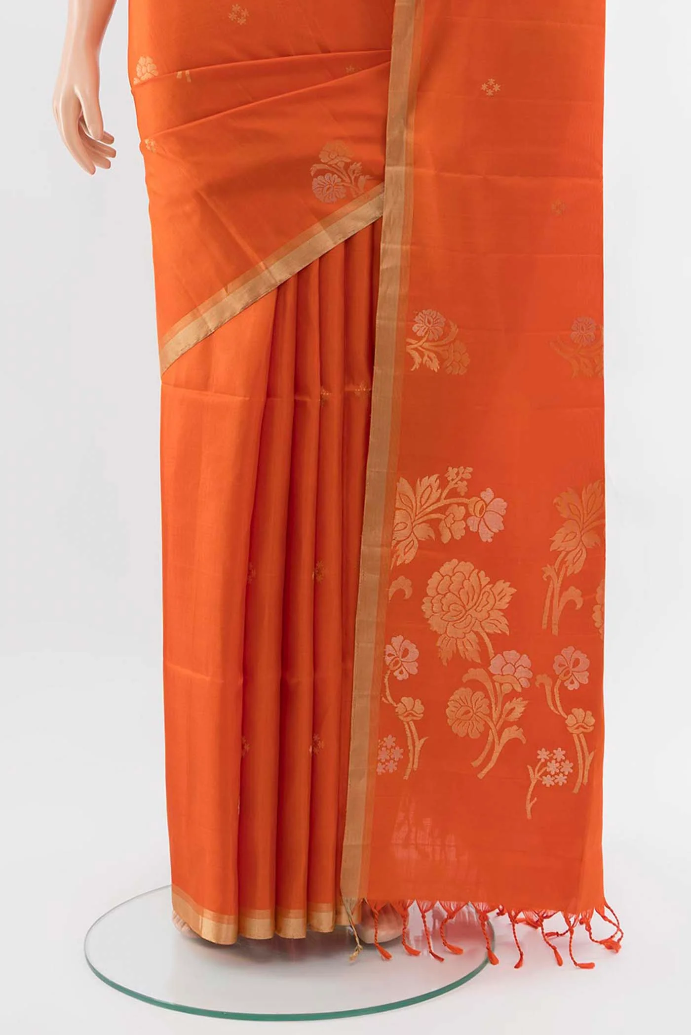 Orange Soft Silk Saree - Image 3