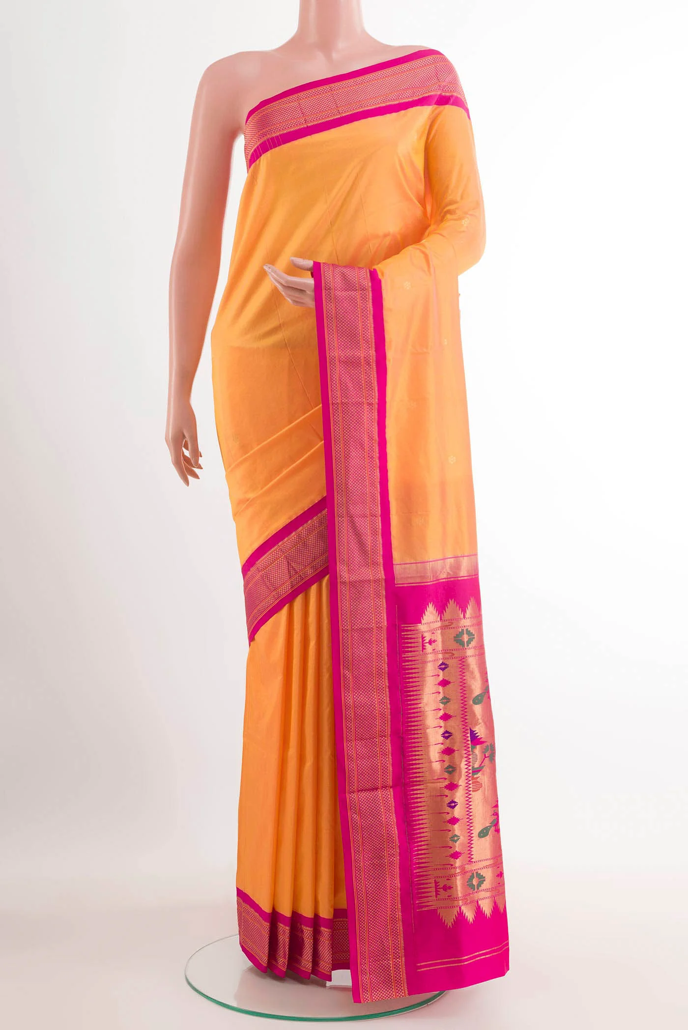 Orange Paithani Silk Saree