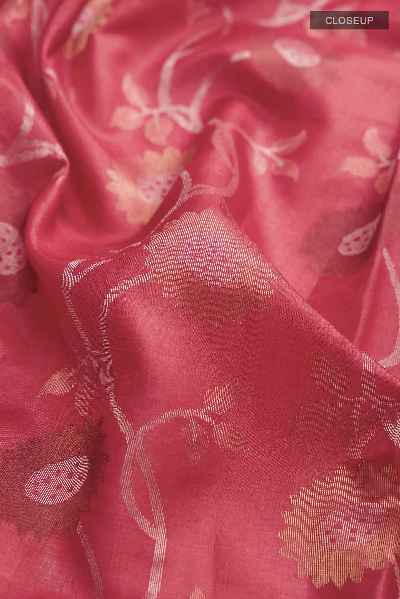 Orange Tussar Silk Saree - Image 2
