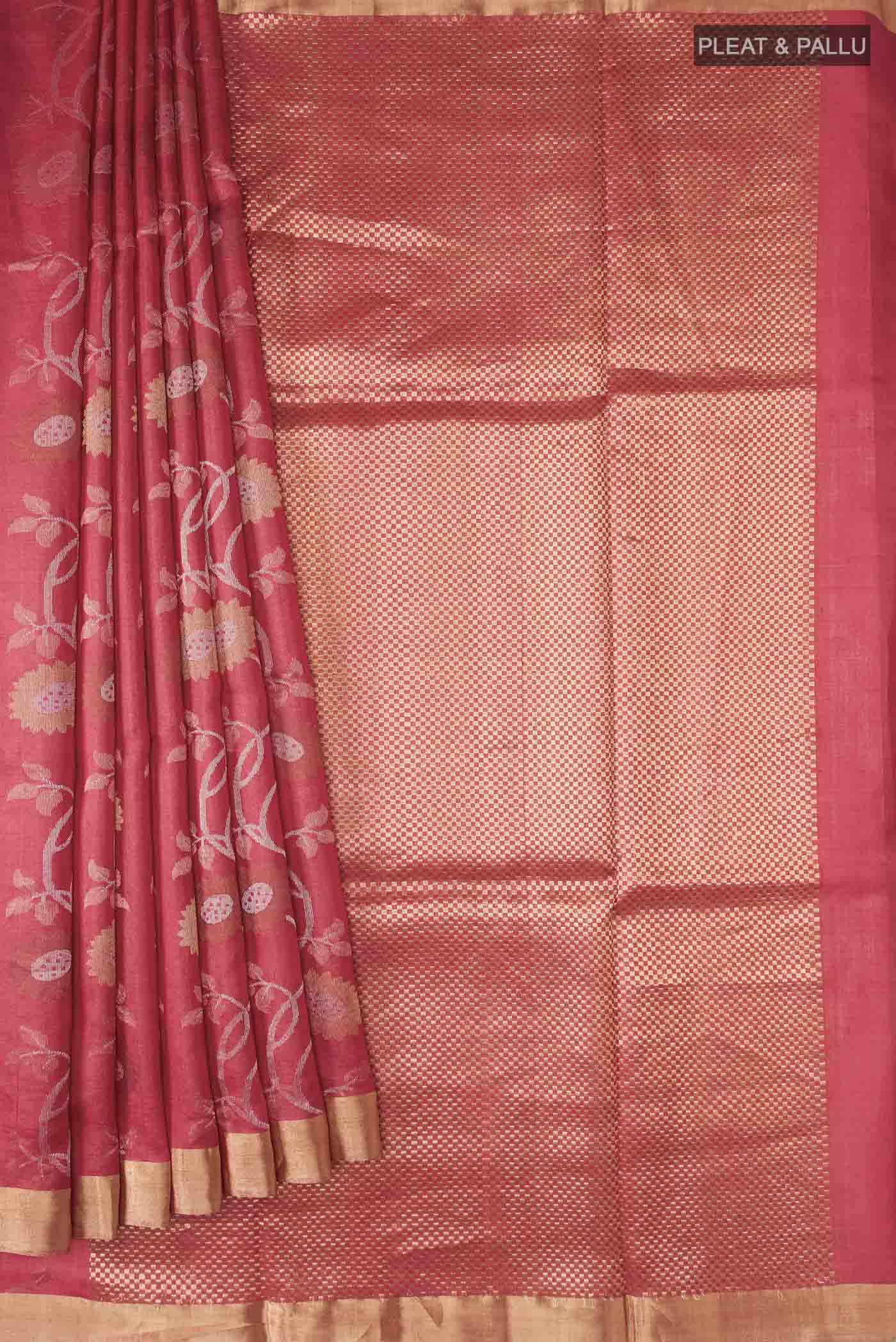 Orange Tussar Silk Saree - Image 4