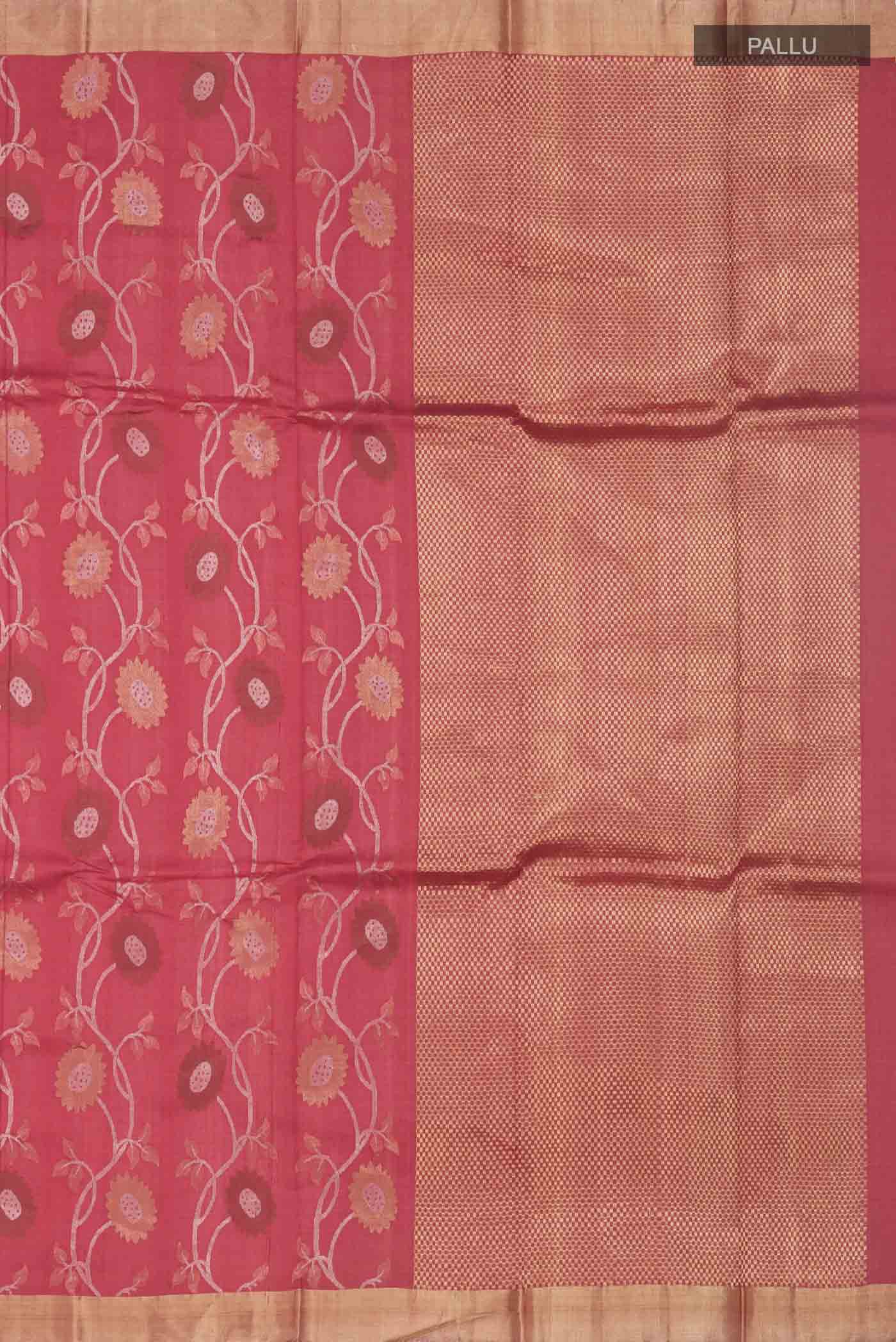 Orange Tussar Silk Saree - Image 7