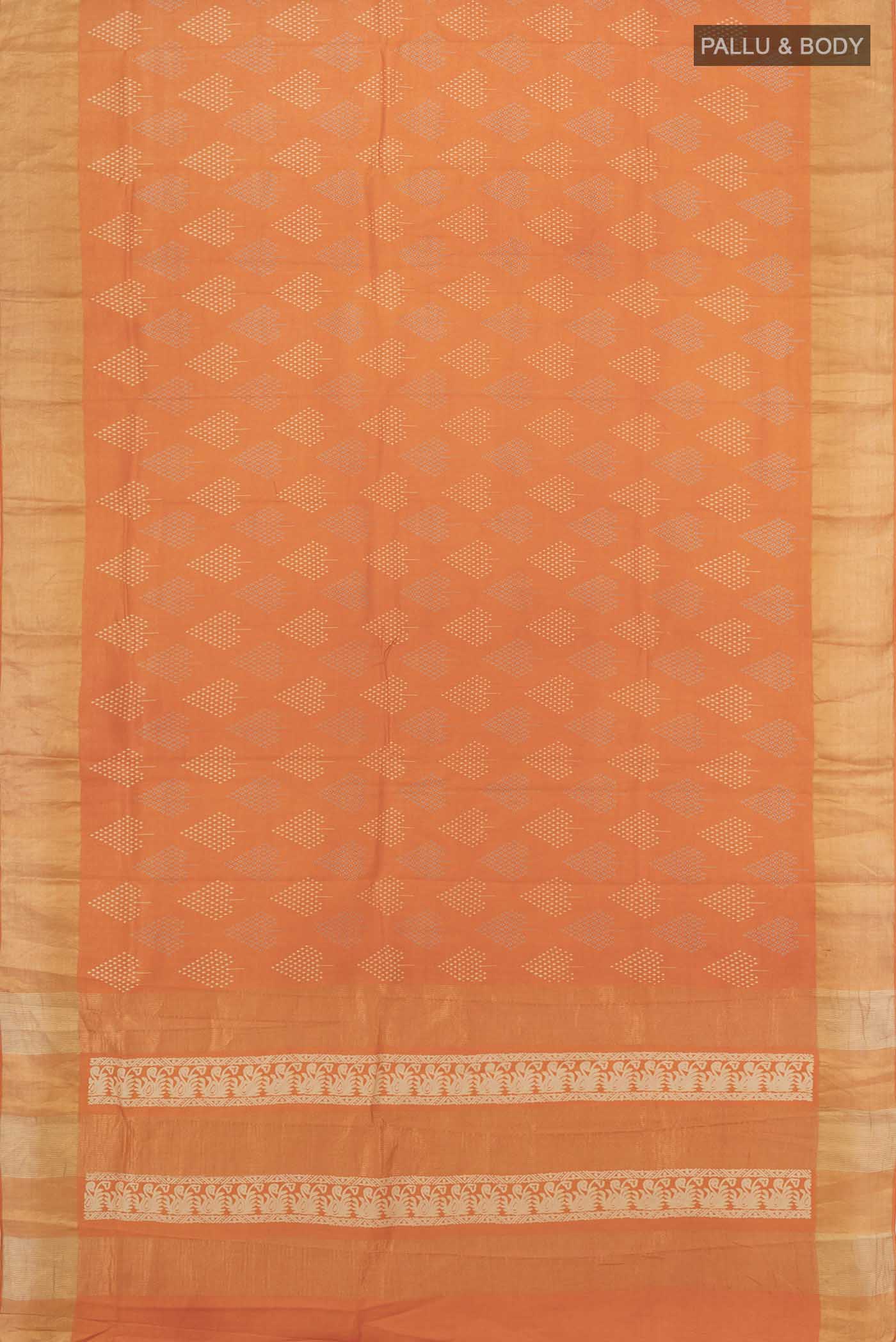 Orange Tussar Silk Saree - Image 5