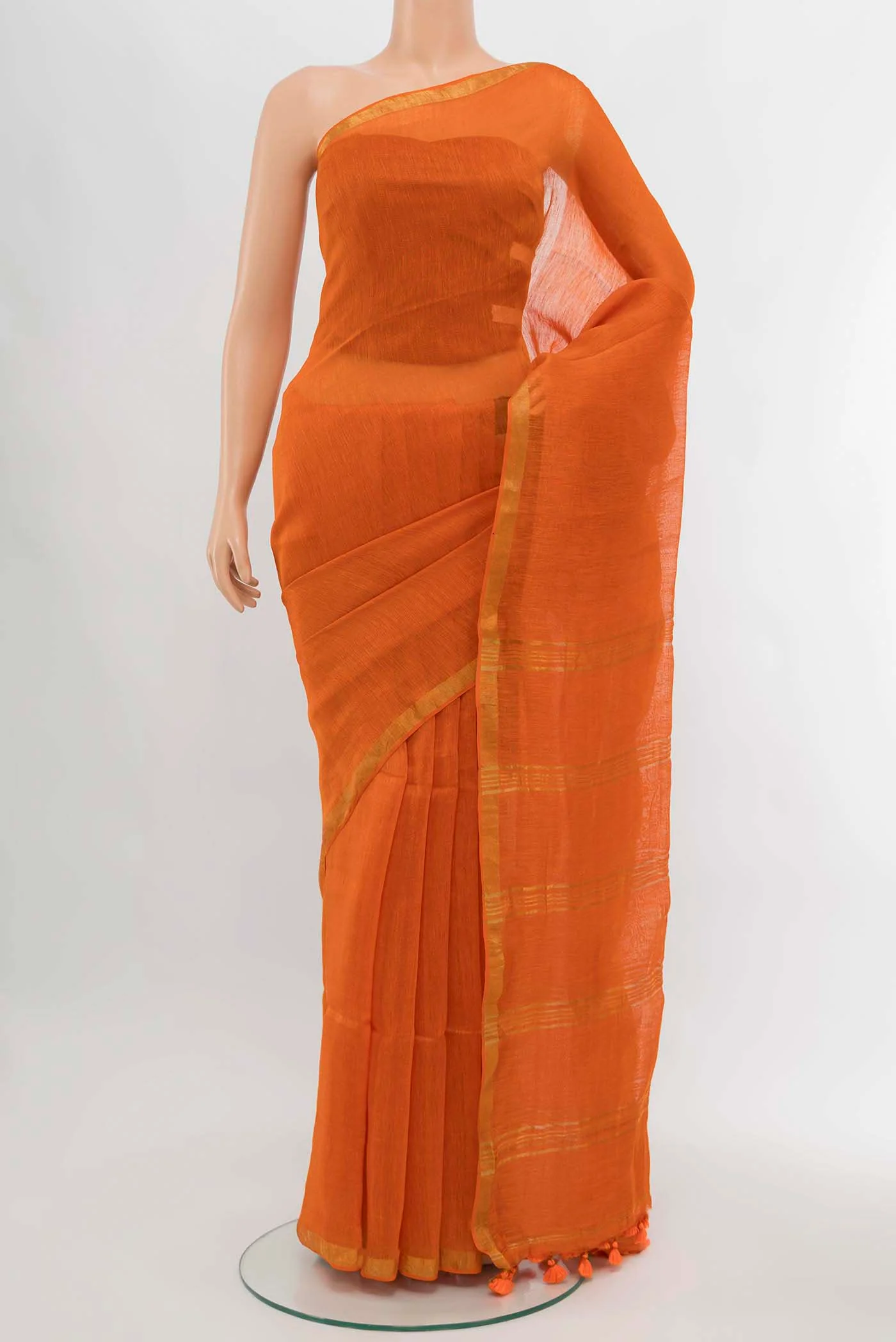 Orange Linen Saree