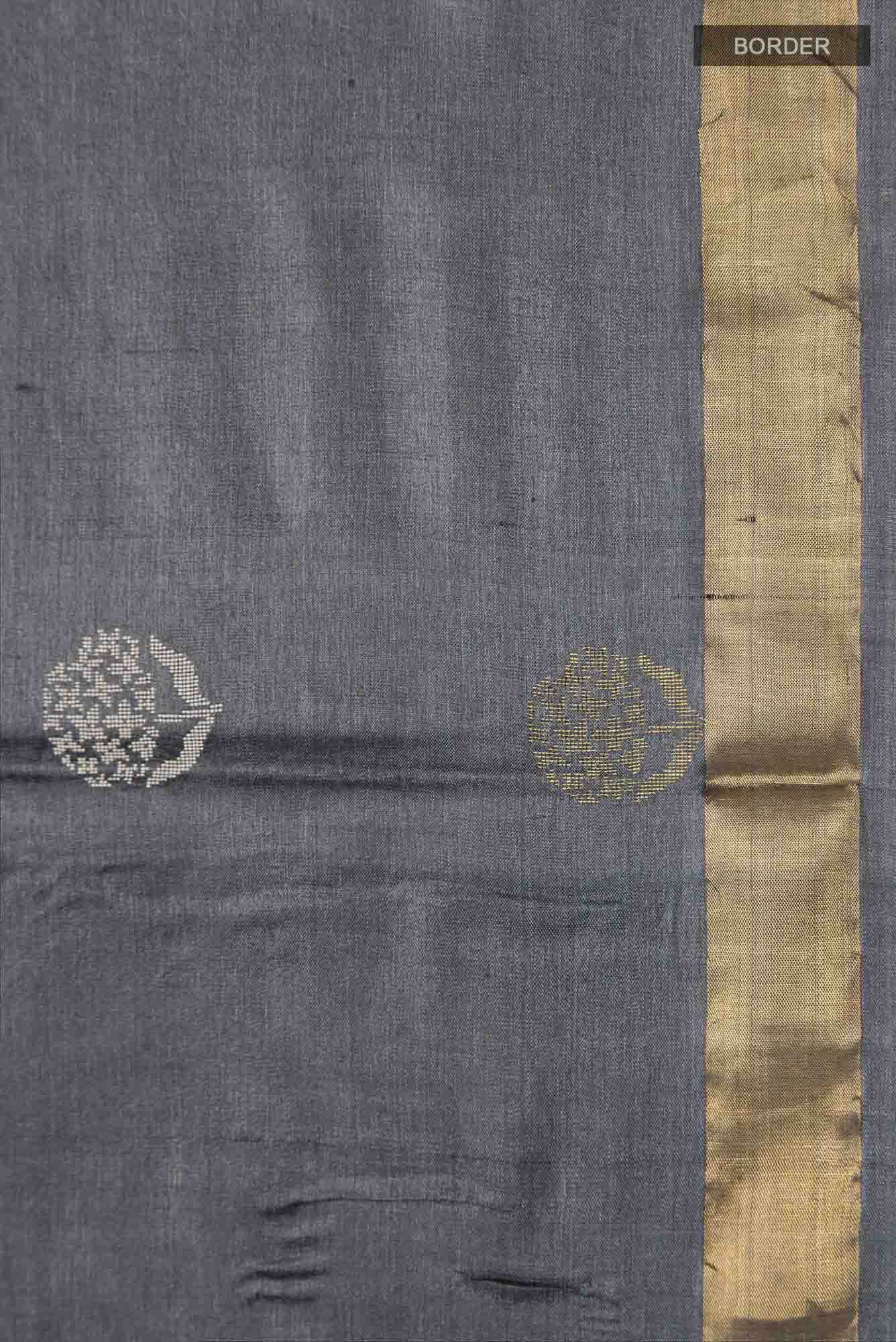 Orchard Orchestra-Grey Bhagalpuri Tussar Silk Saree - Image 7