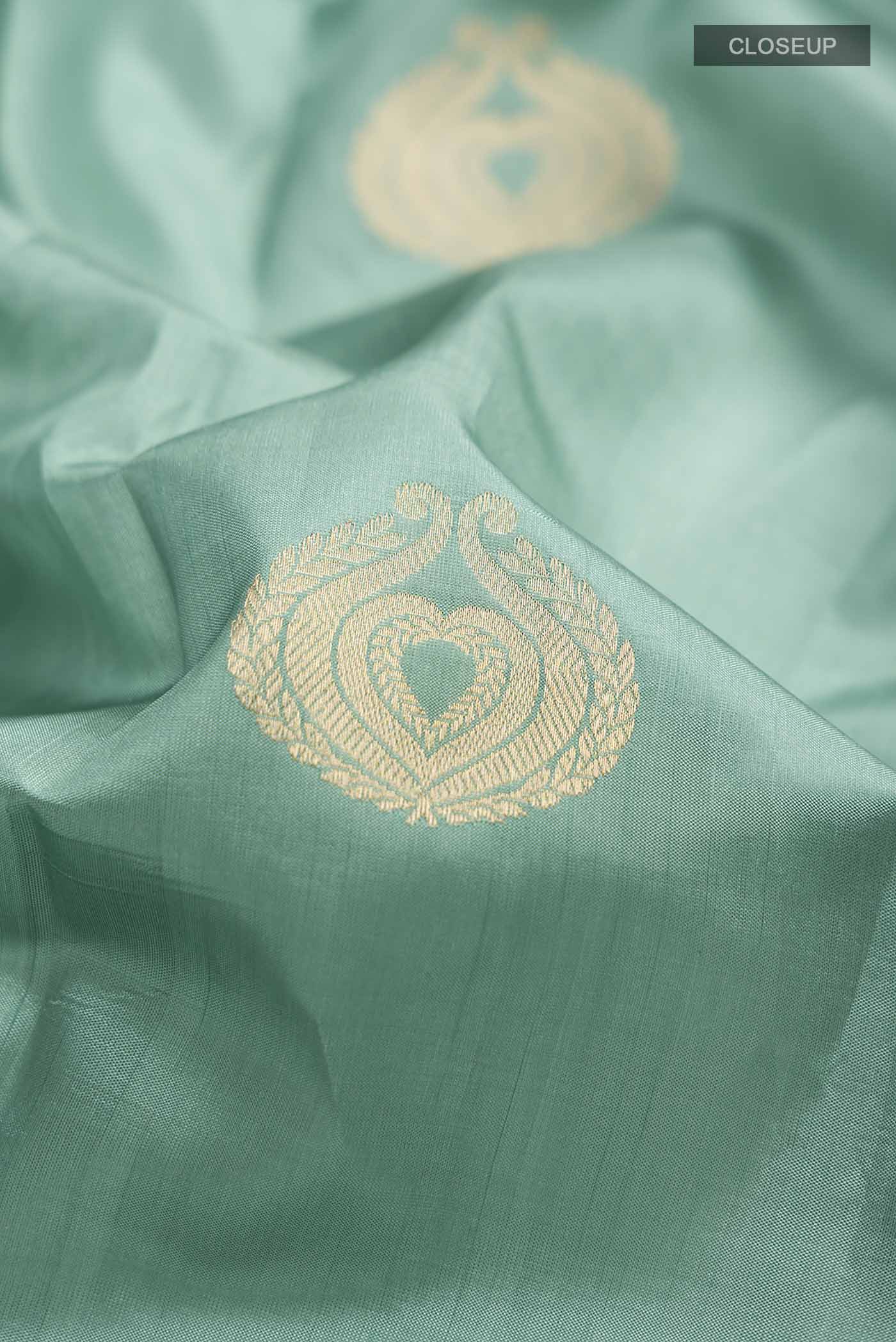 Pakheeru-Green Banarasi Katan Silk Saree - Image 6