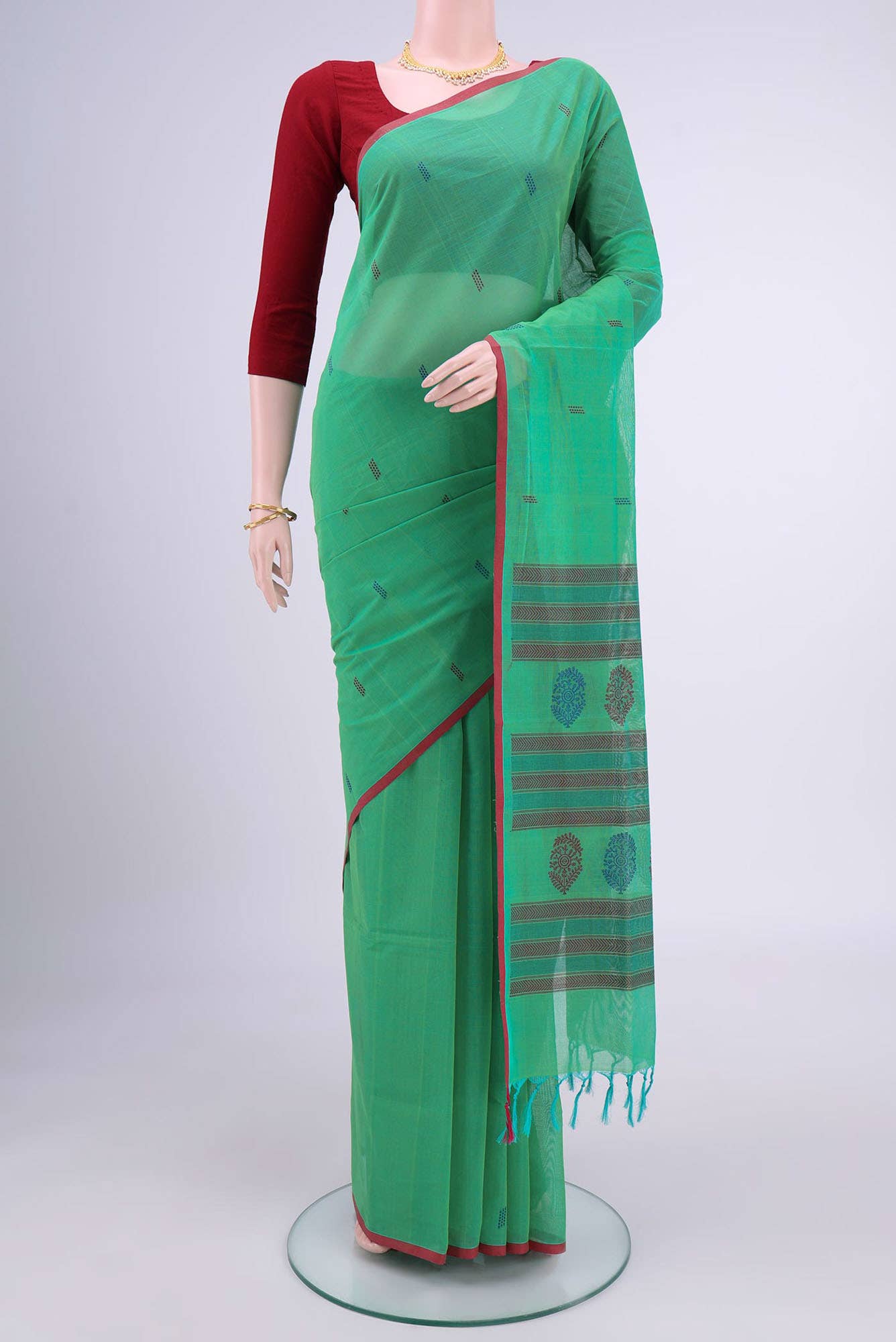 Parrot Green Coimbatore Cotton Saree