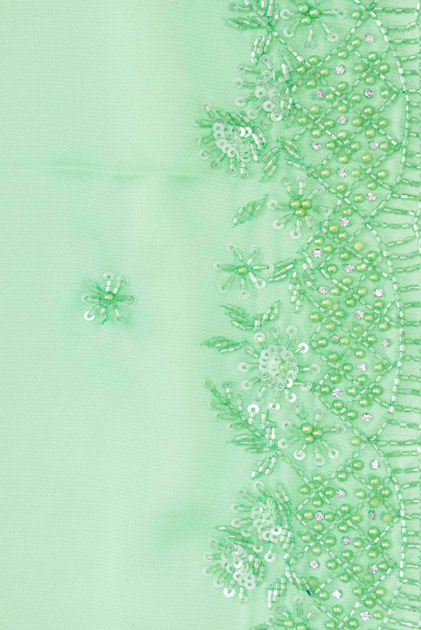 Parrot Green Dual Tone Chanderi Tissue Silk Saree - Image 3