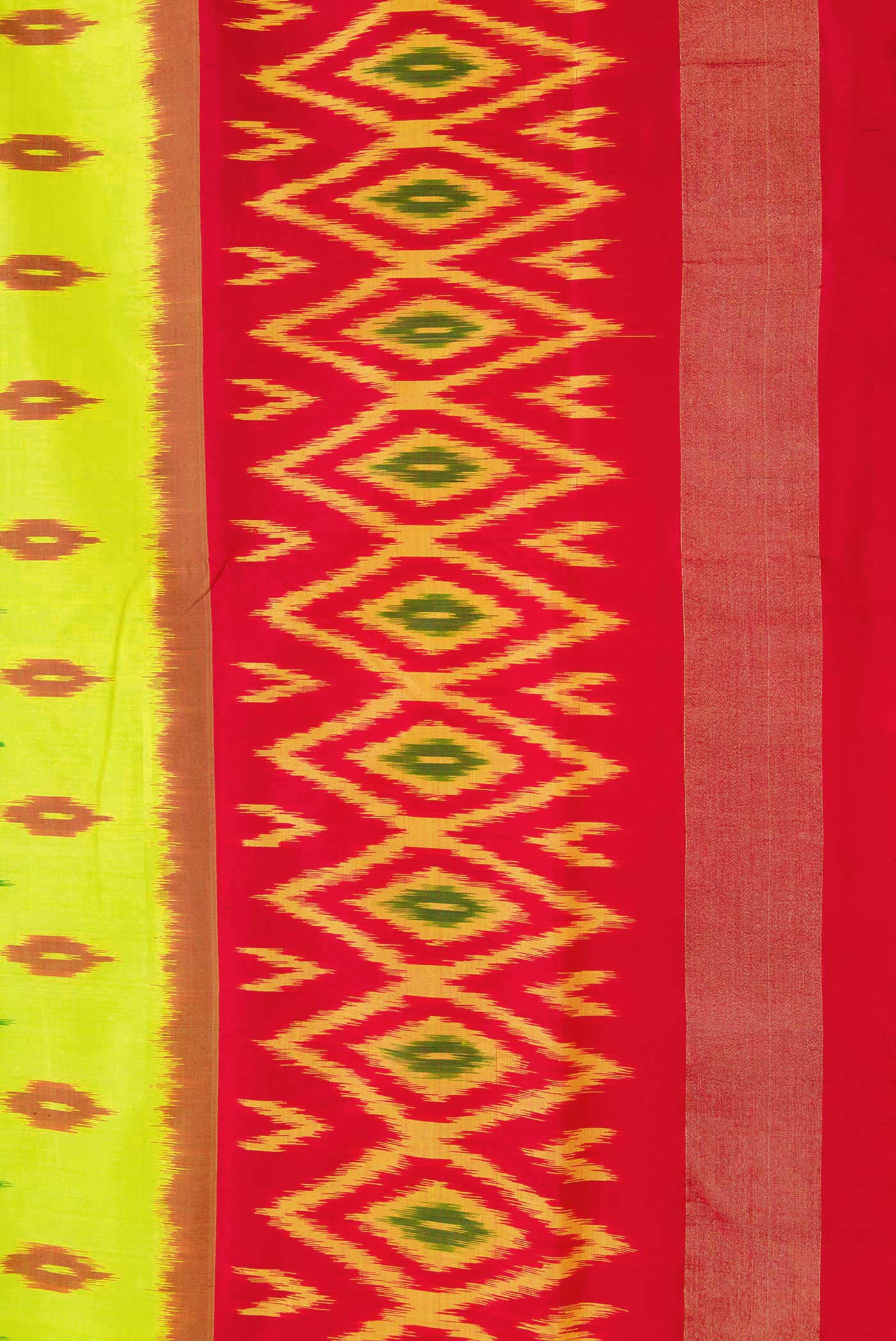 Parrot Green Dual Tone Double Ikat Saree - Image 3