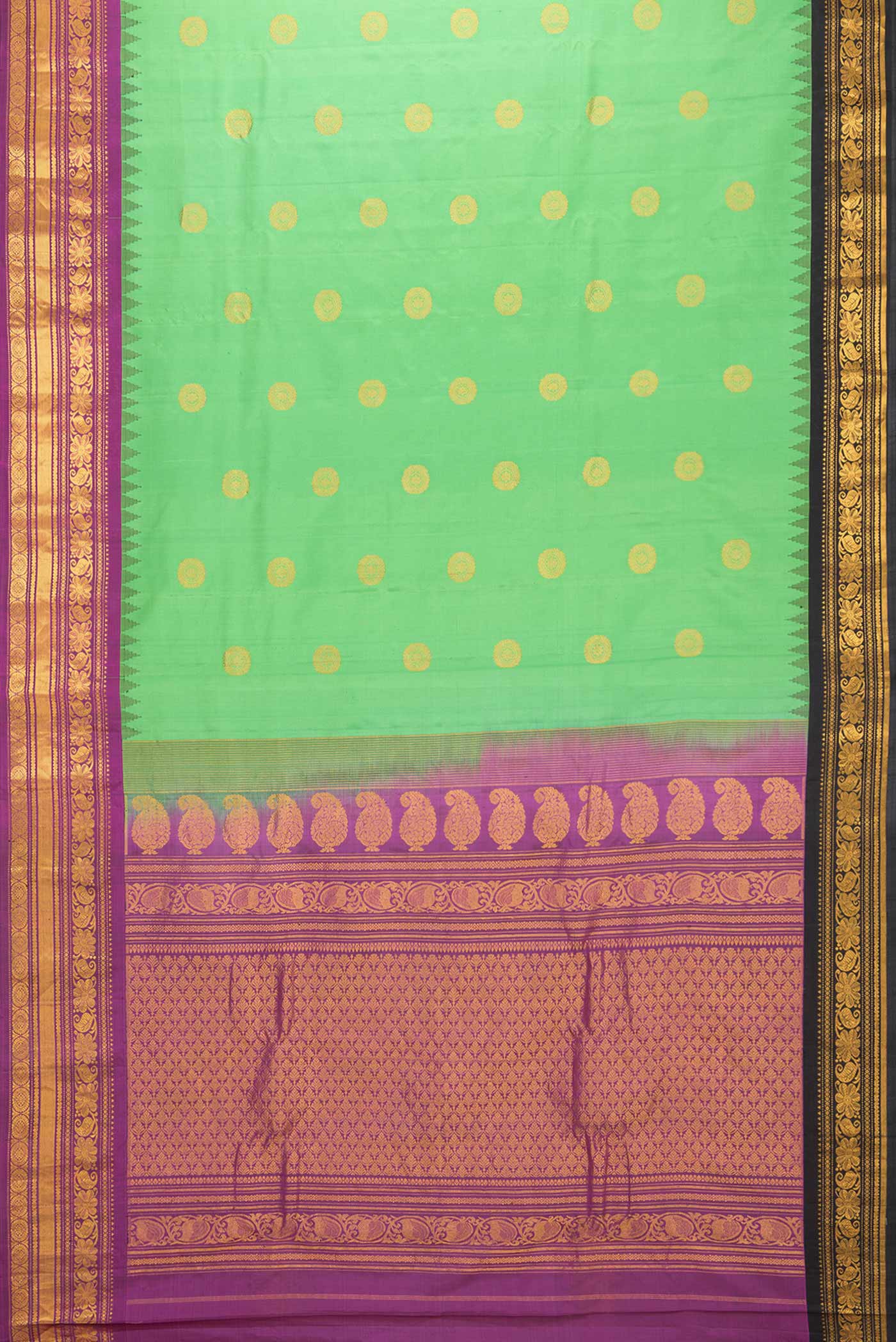 Parrot Green Dual Tone Gadwal Silk Saree - Image 6