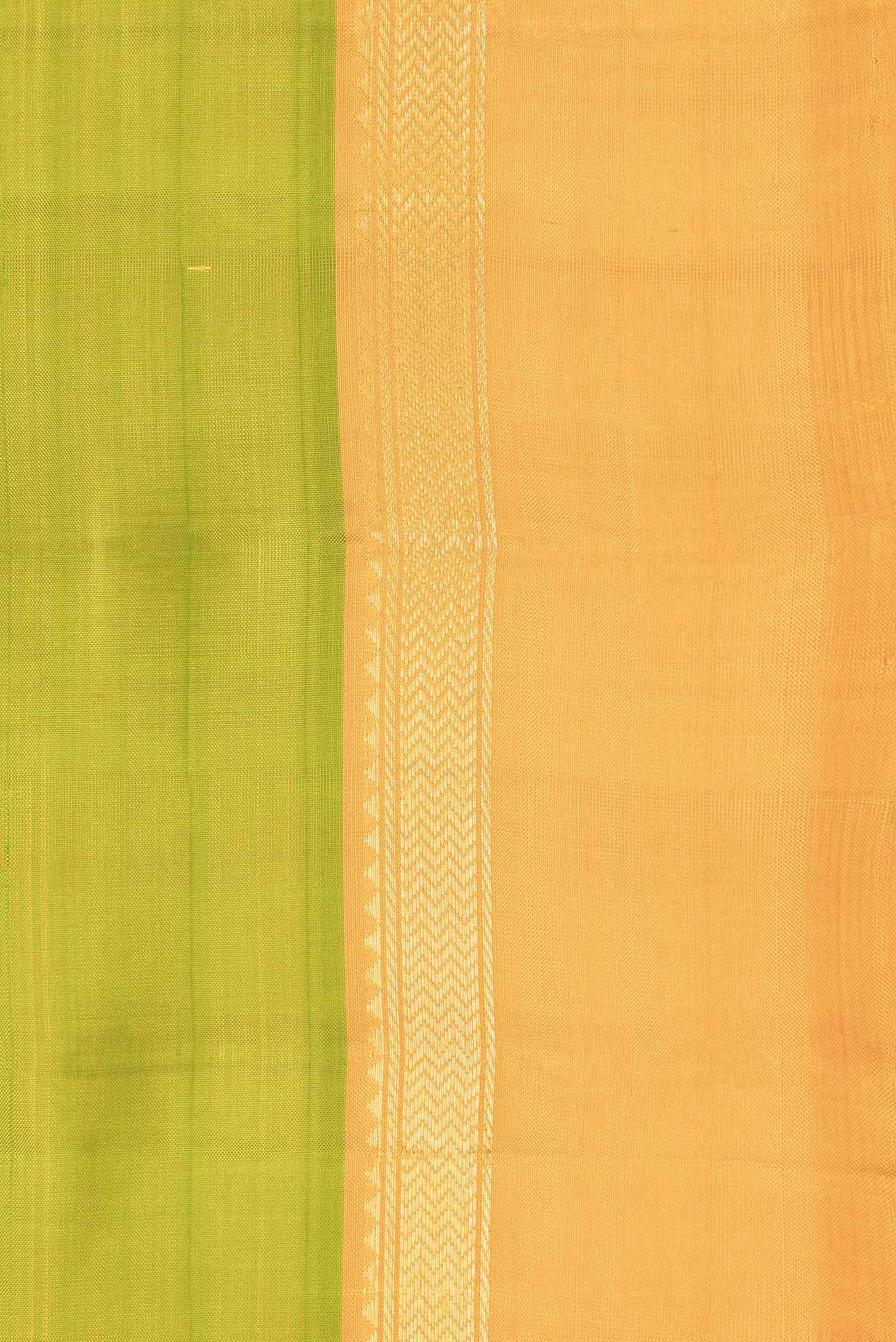 Parrot Green Dual Tone Kanjivaram Saree - Image 3