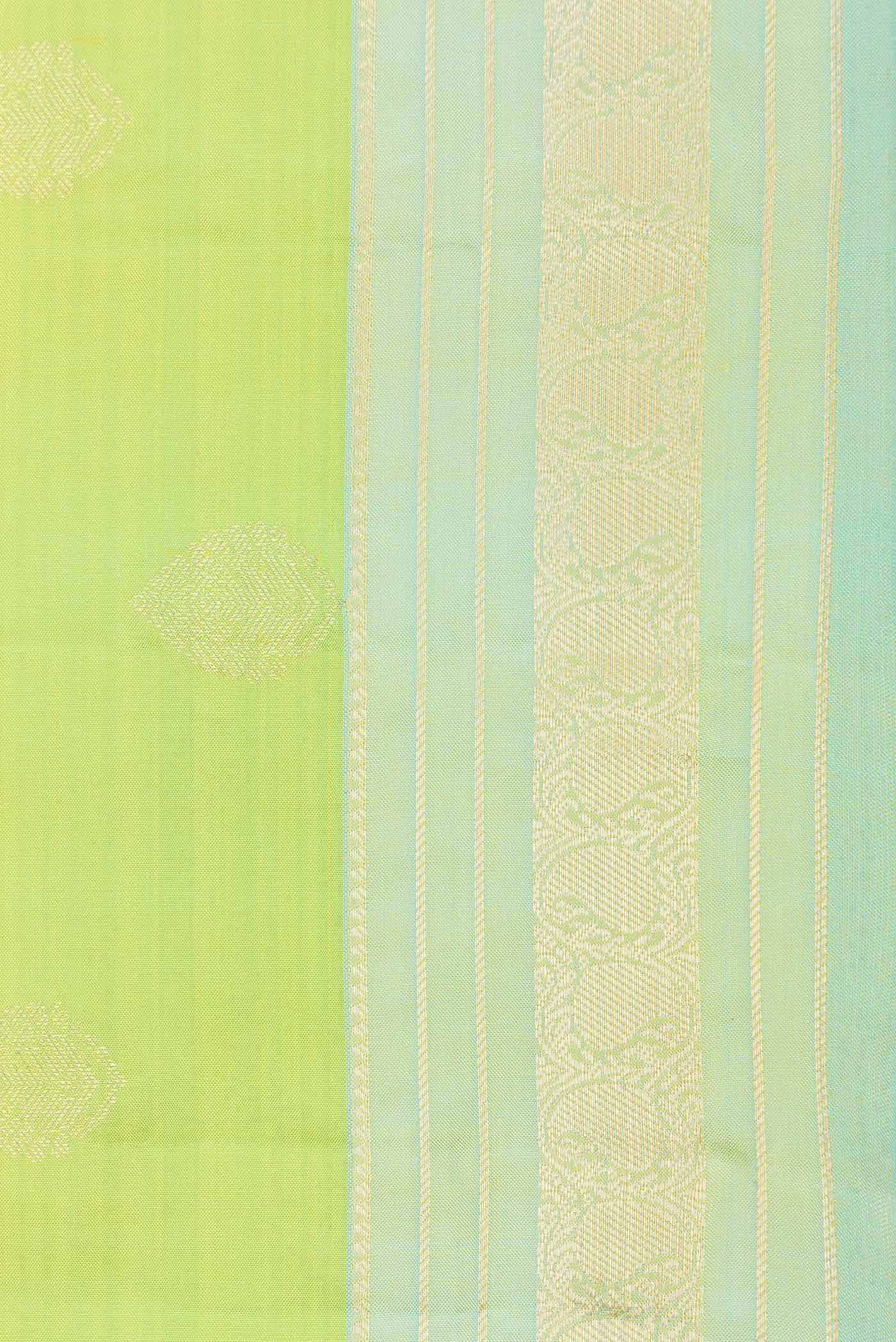 Parrot Green Dual Tone Kanchipuram Saree - Image 3