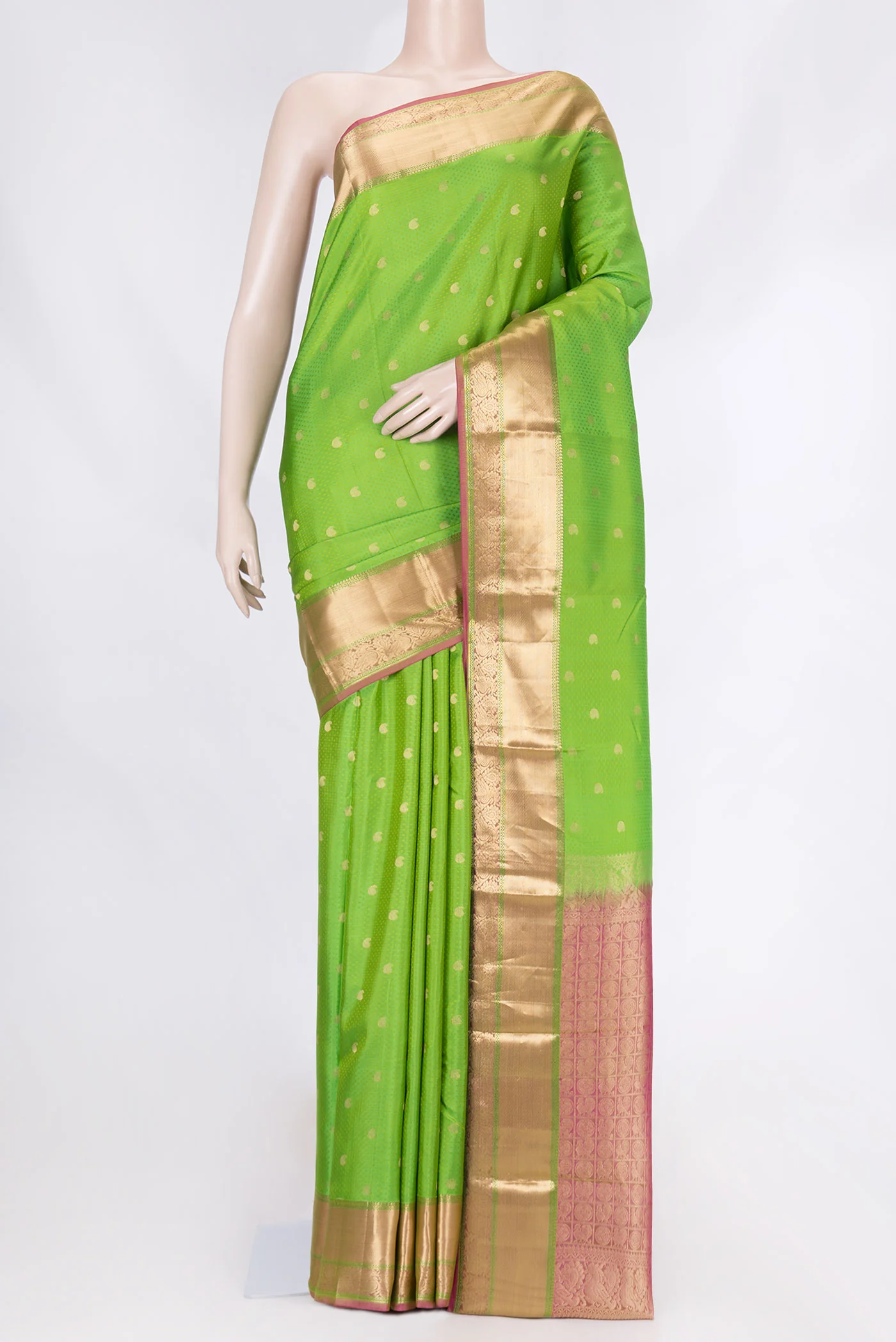 Parrot Green Dual Tone Kanchipuram Saree