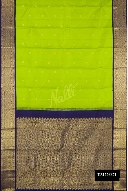 Parrot Green Dual Tone Kanchipuram Silk Saree