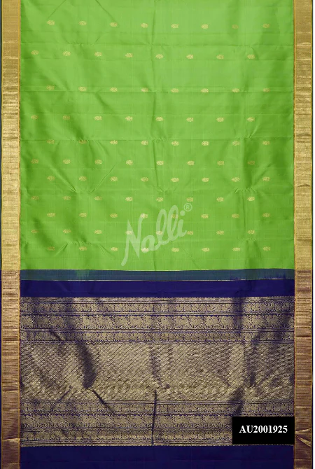 Parrot Green Dual Tone Kanchipuram Silk Saree