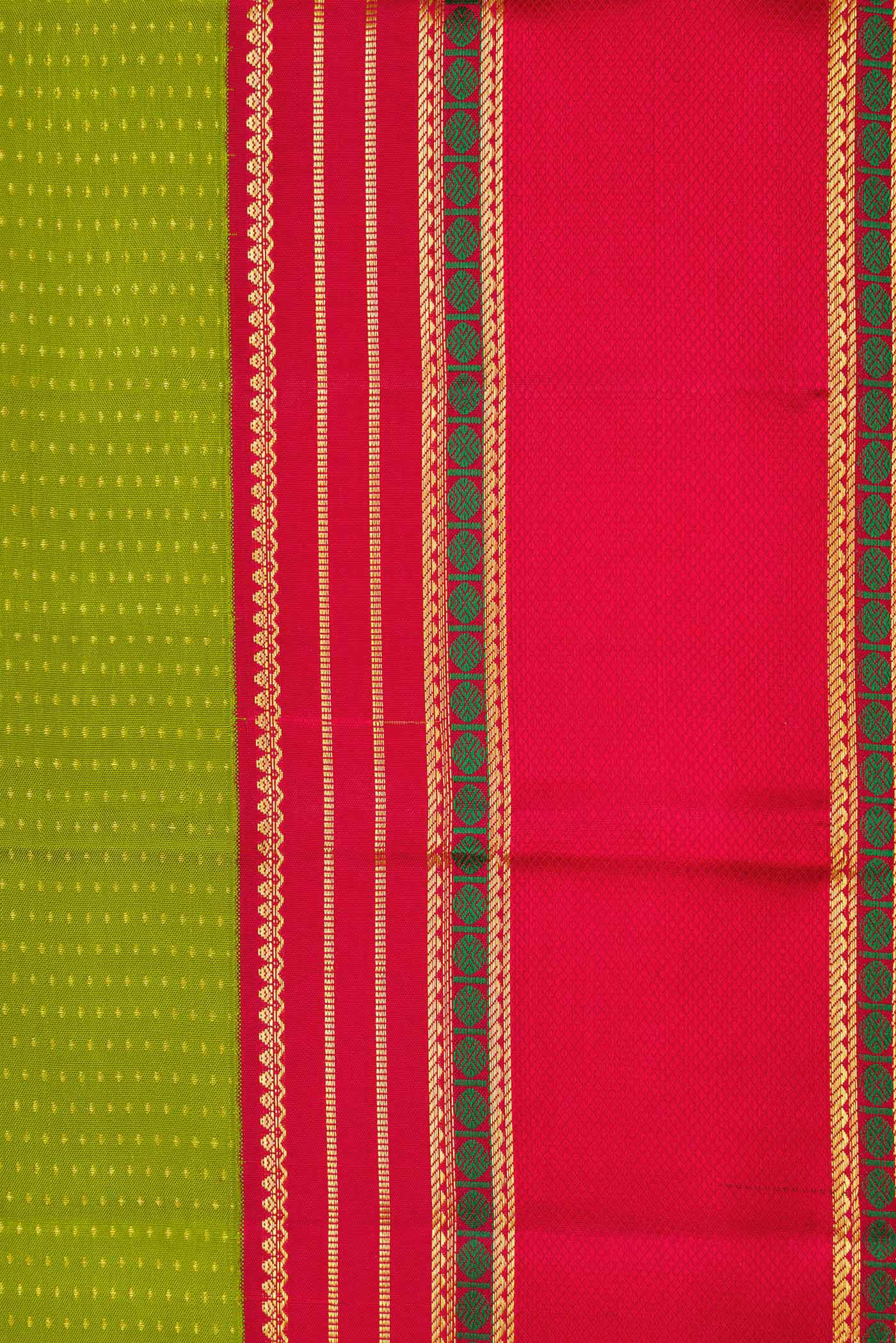 Parrot Green Dual Tone Kanjivaram Silk Saree - Image 3