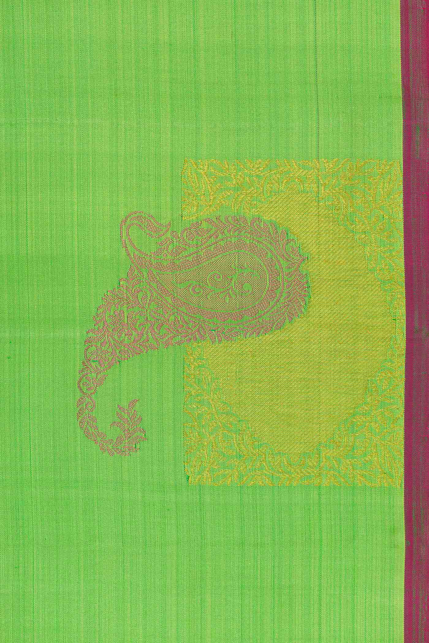 Parrot Green Dual Tone Kanjivaram Silk Saree - Image 3
