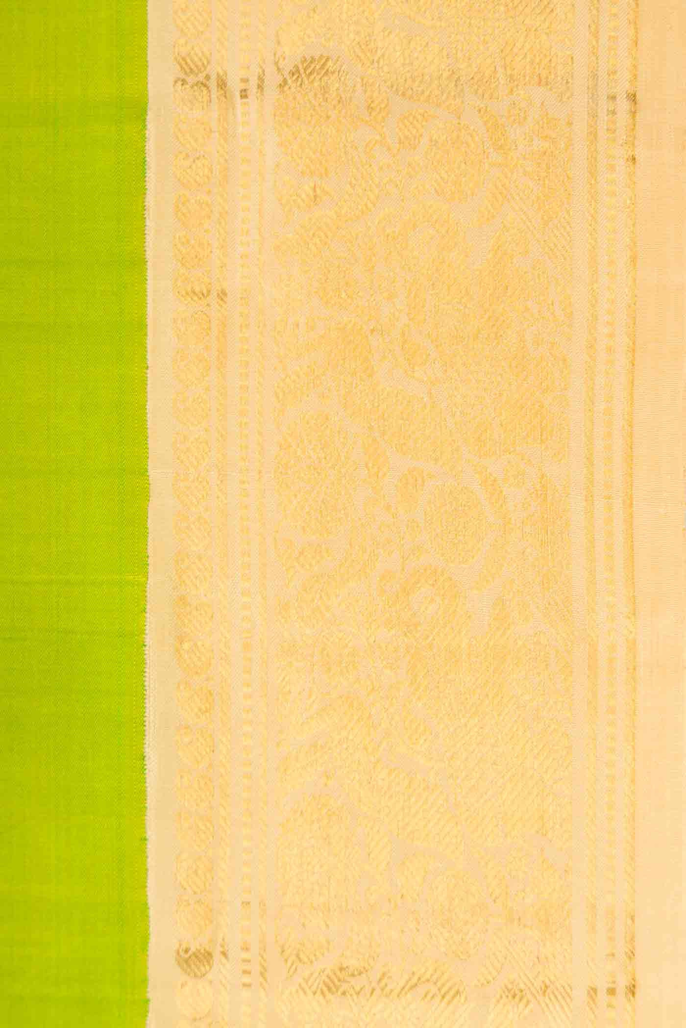 Parrot Green Dual Tone Kanjivaram Silk Saree - Image 3