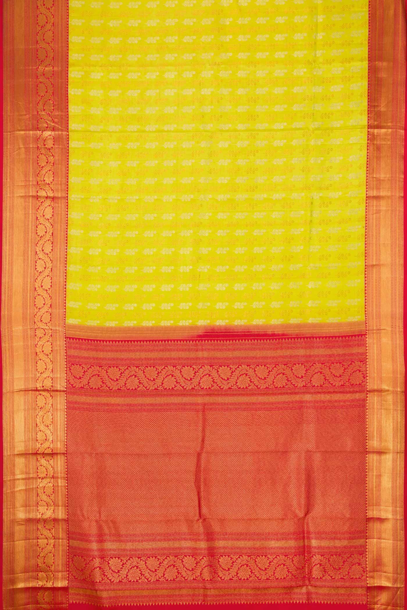 Parrot Green Dual Tone Kanchipuram Silk Saree - Image 6