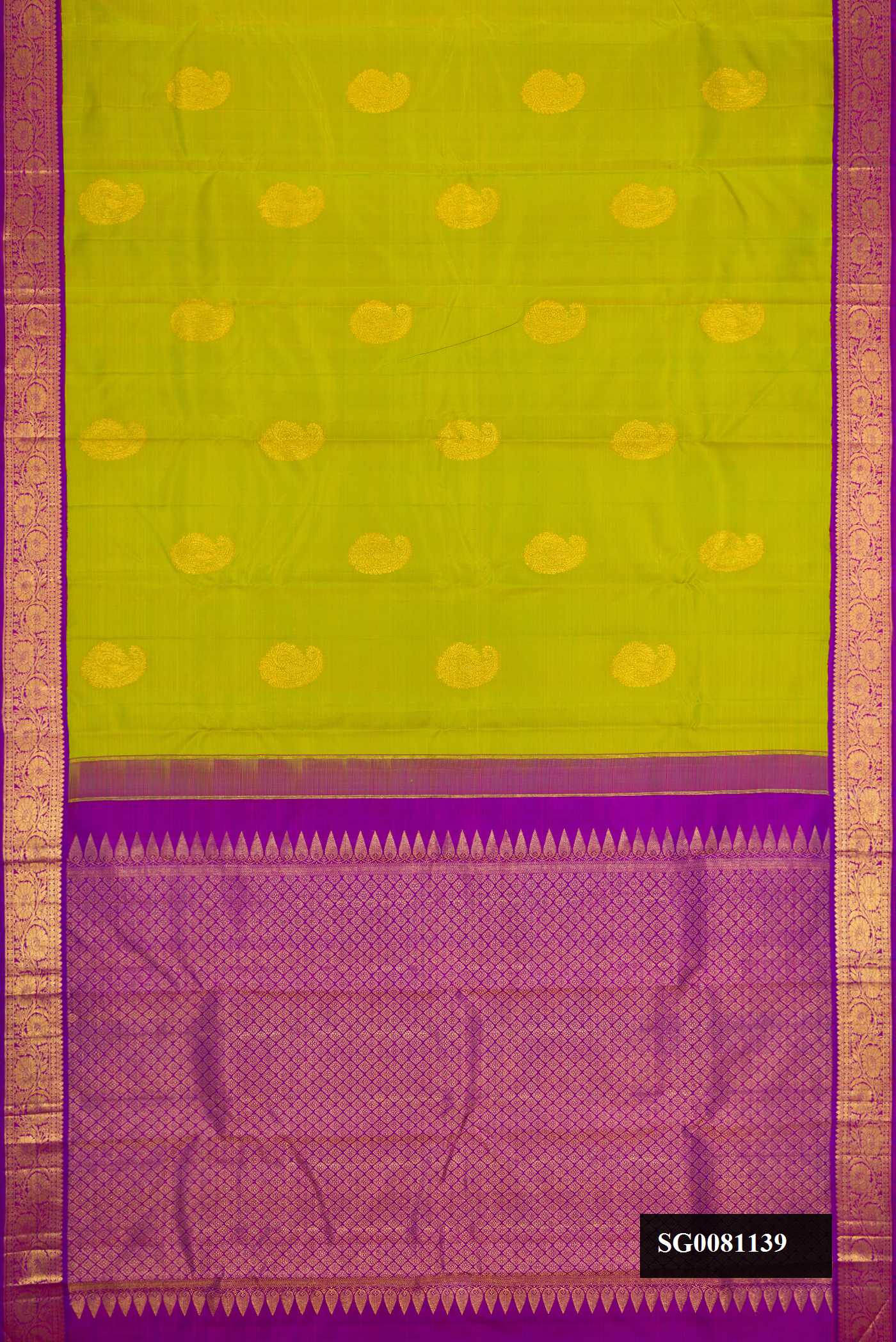 Parrot Green Dual Tone Kanchipuram Silk Saree