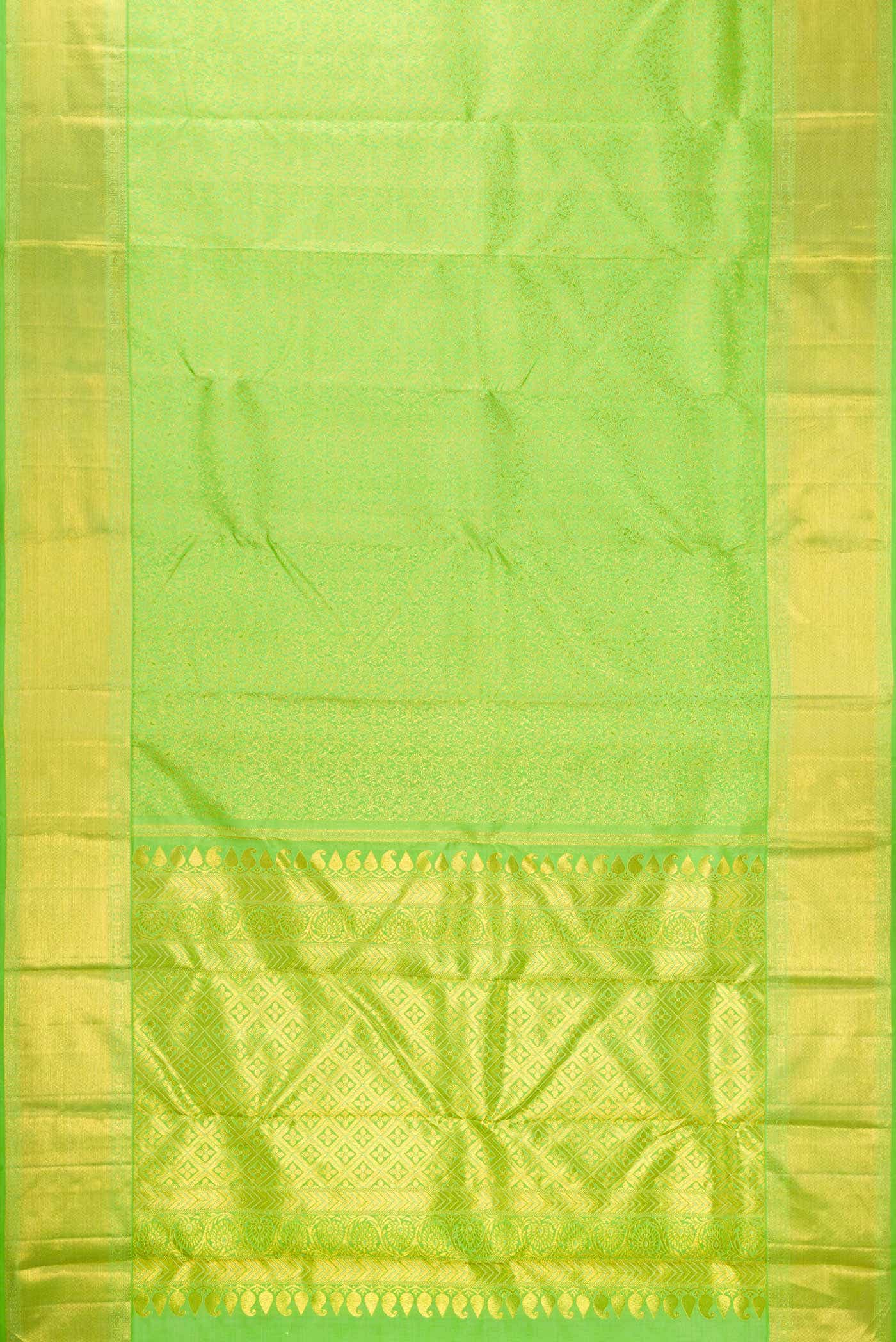 Parrot Green Dual Tone Kanchipuram Silk Saree - Image 4