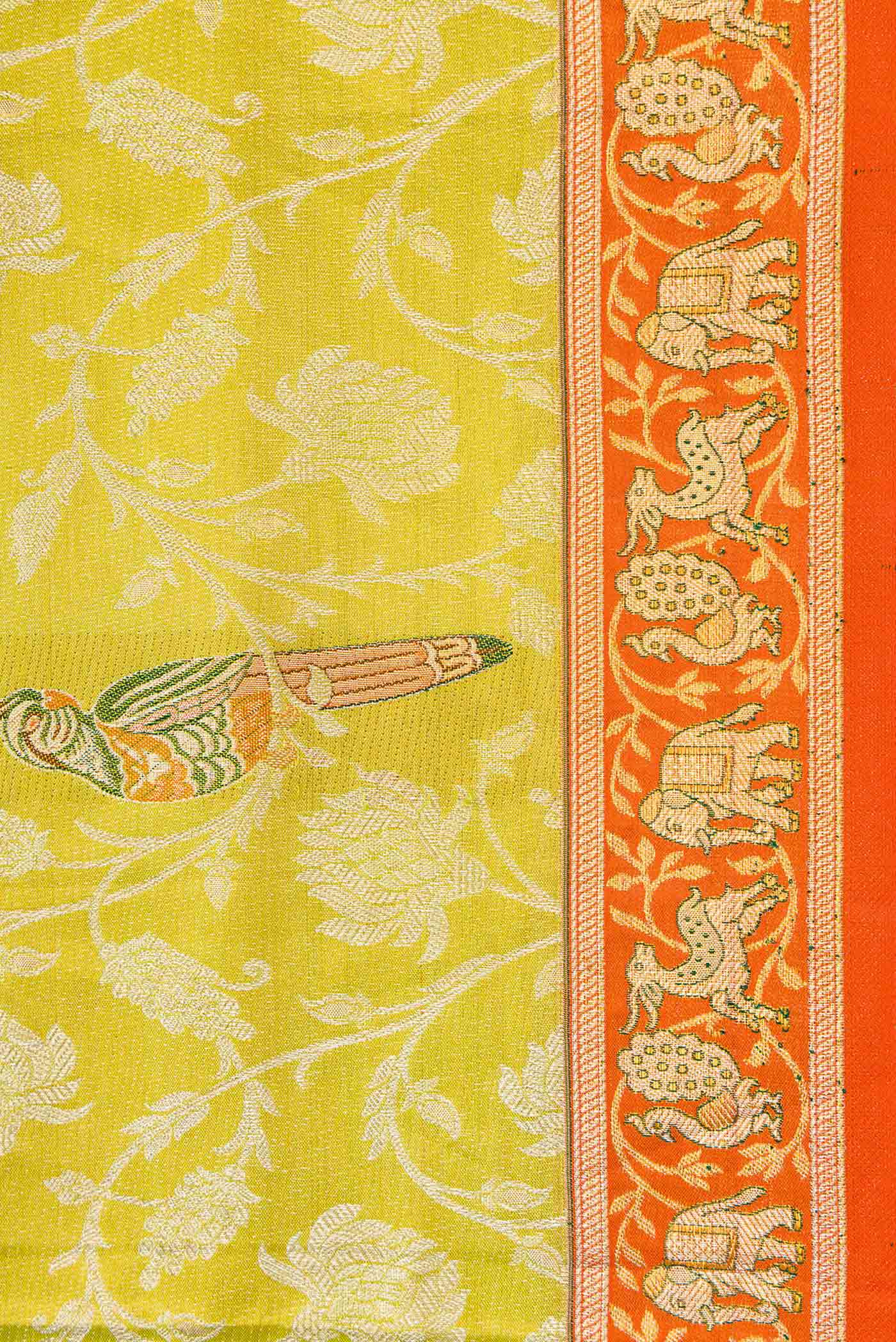 Parrot Green Dual Tone Kanchipuram Tissue Silk Saree - Image 3