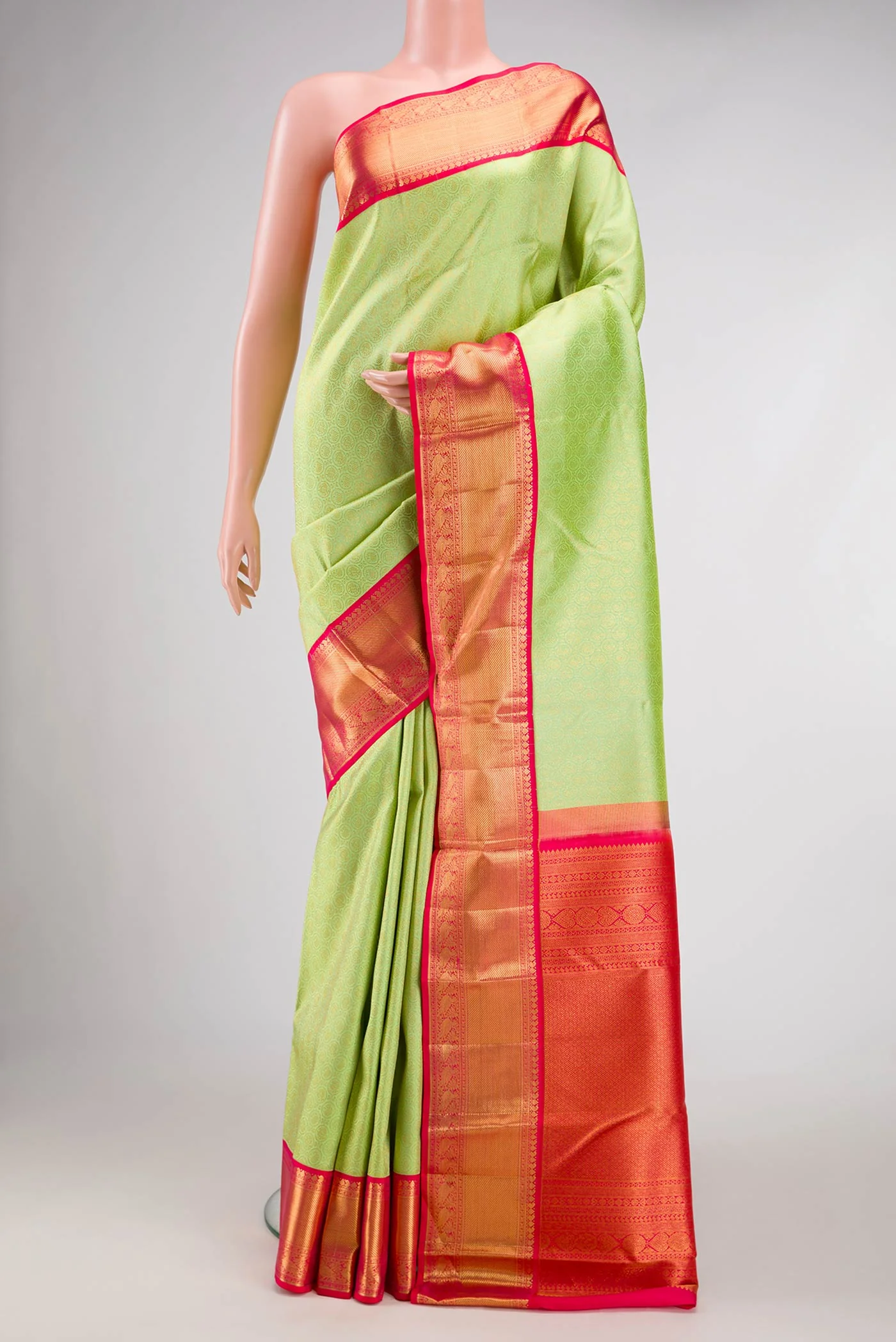 Parrot Green Kanjivaram Silk Saree