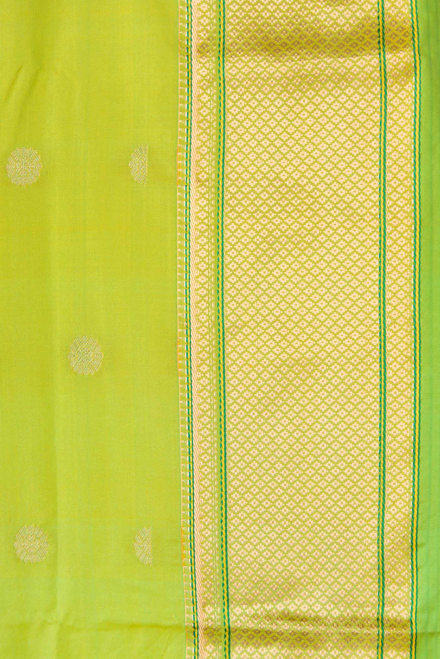 Parrot Green Dual Tone Paithani Silk Saree - Image 3