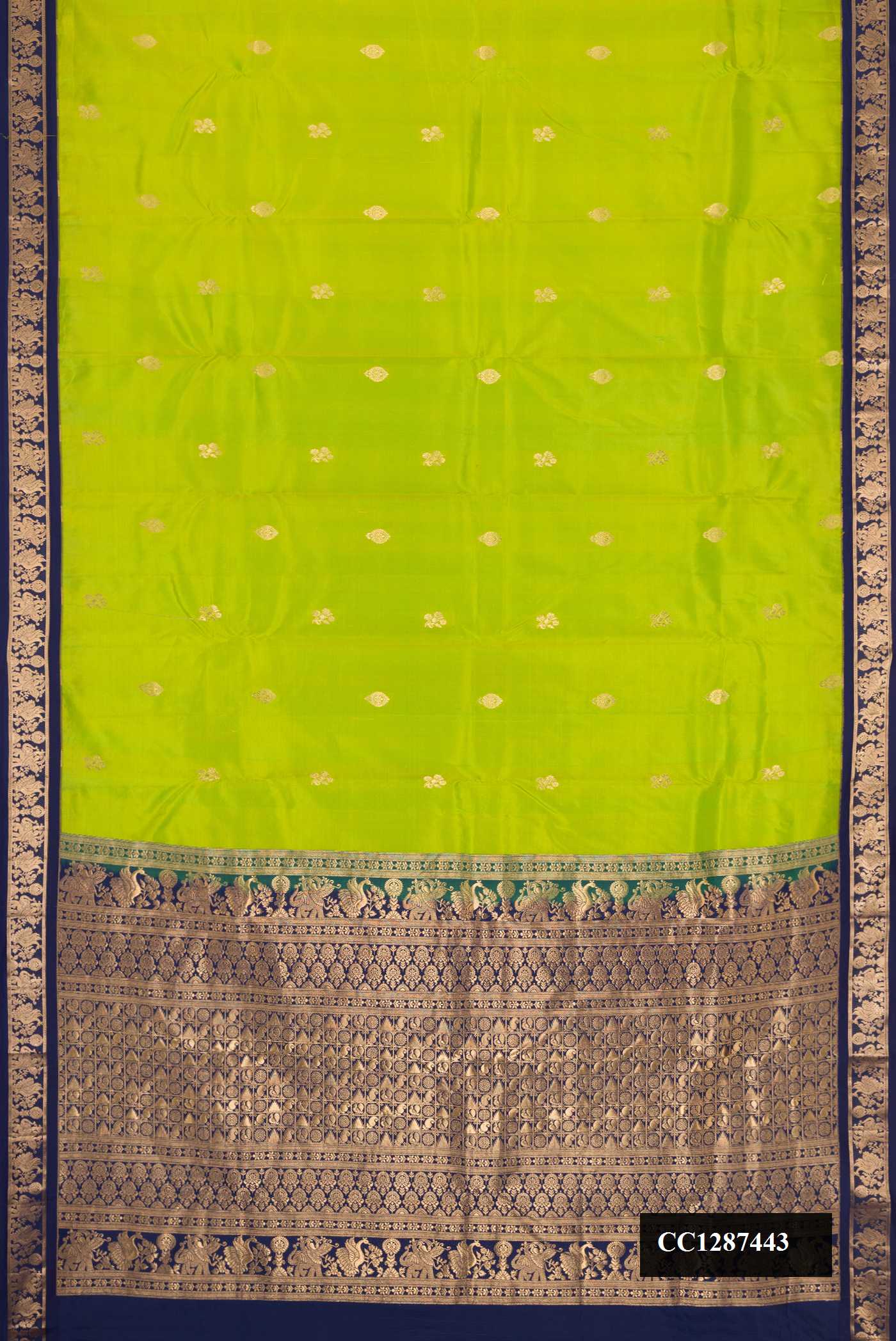 Parrot Green Dual Tone Paithani Silk Saree