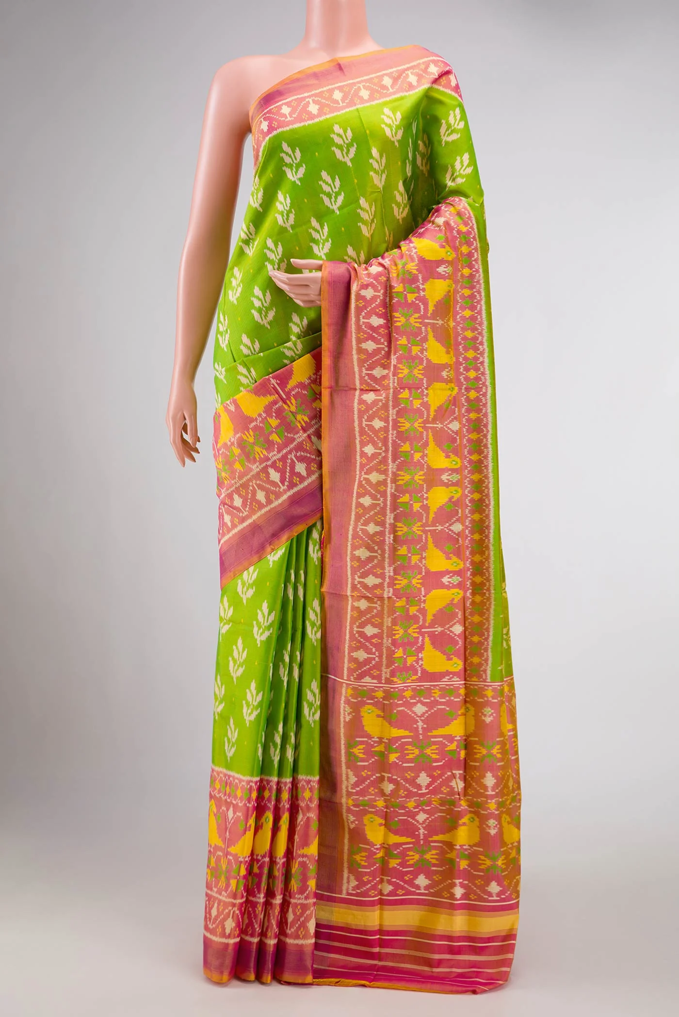 Parrot Green Dual Tone Rajkot Patola Silk Saree