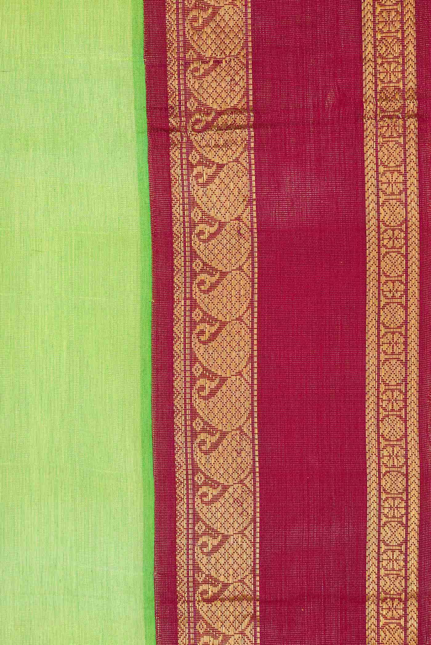 Parrot Green Dual Tone Silk Cotton Saree - Image 3