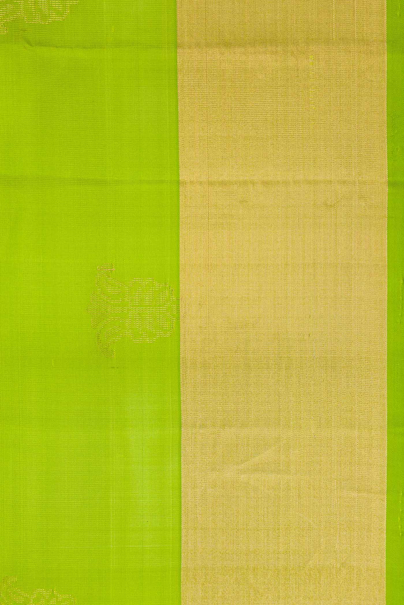 Parrot Green Dual Tone Soft Silk Saree - Image 3