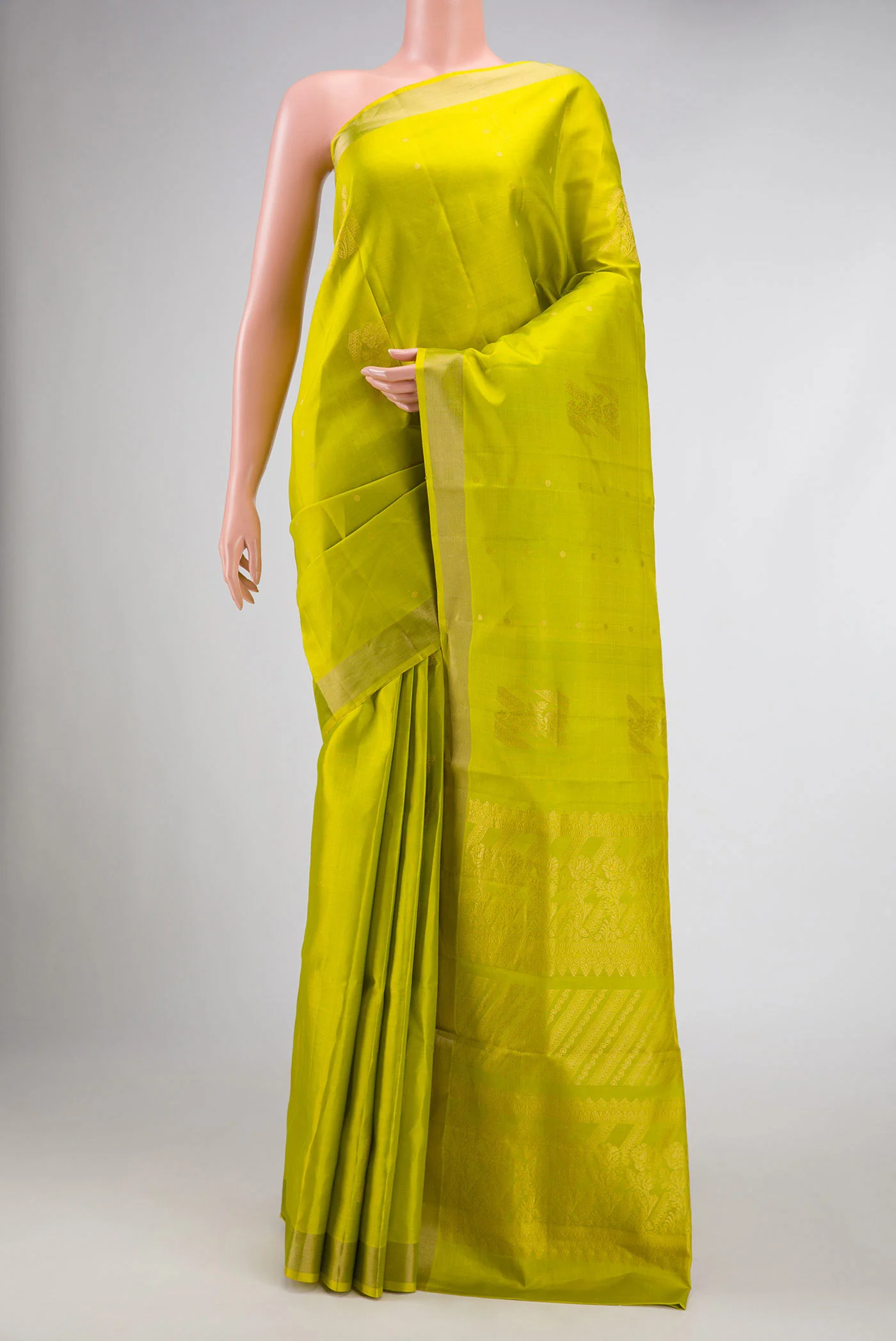 Parrot Green Dual Tone Soft Silk Saree