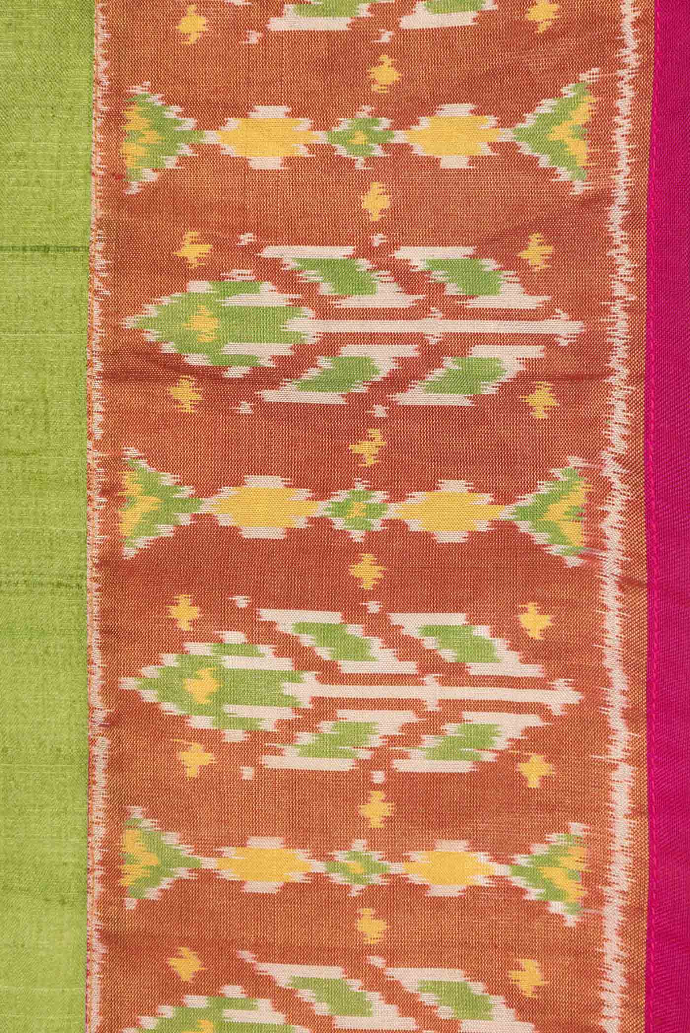 Parrot Green Dual Tone Tussar Saree - Image 3