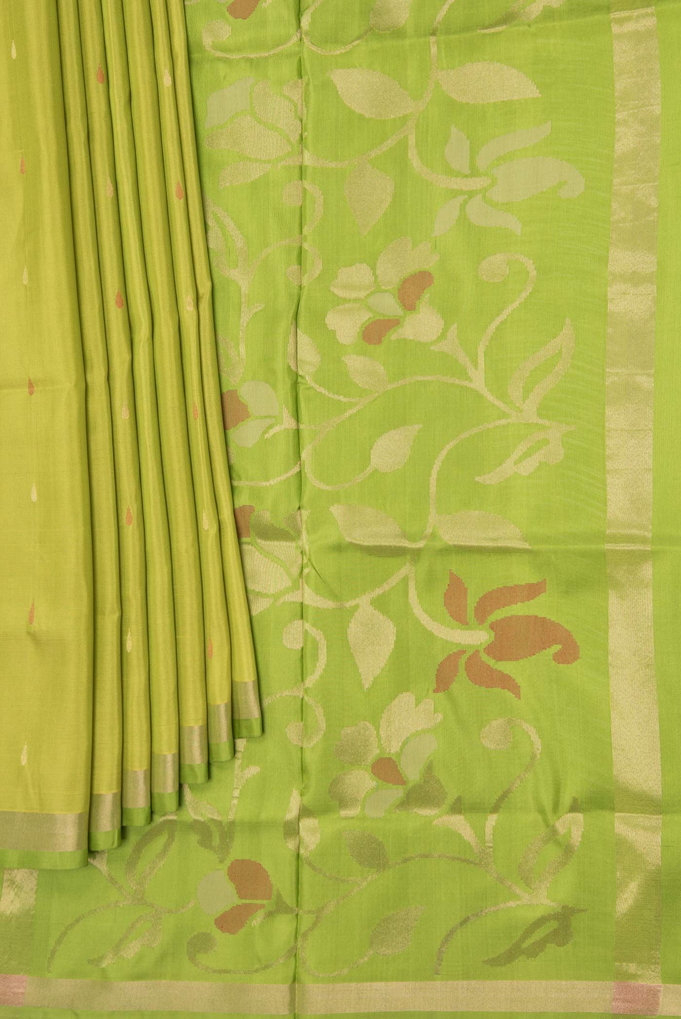 Parrot Green Dual Tone Uppada Silk Saree - Image 4