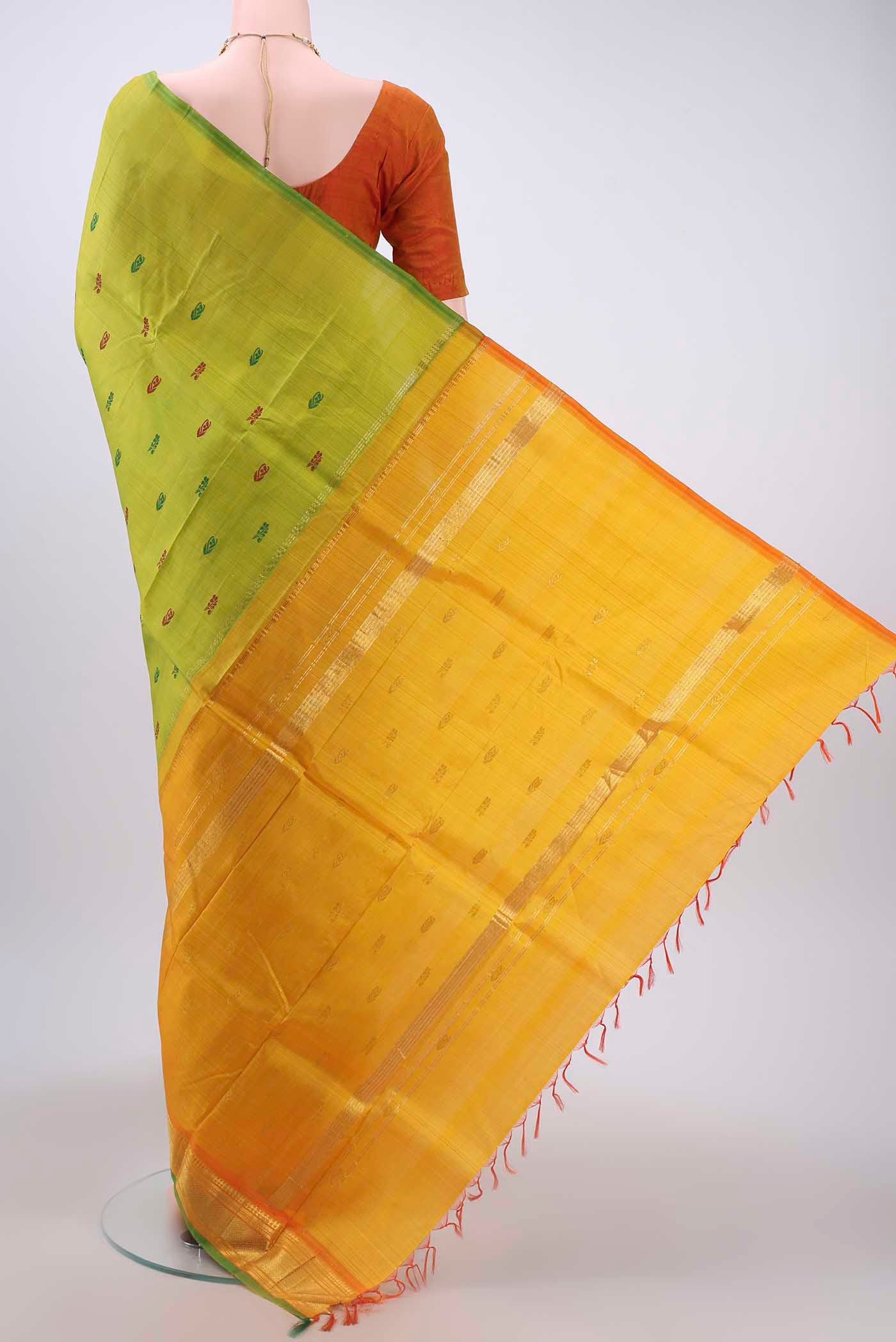 Parrot Green Kanchipuram Silk Saree - Image 3