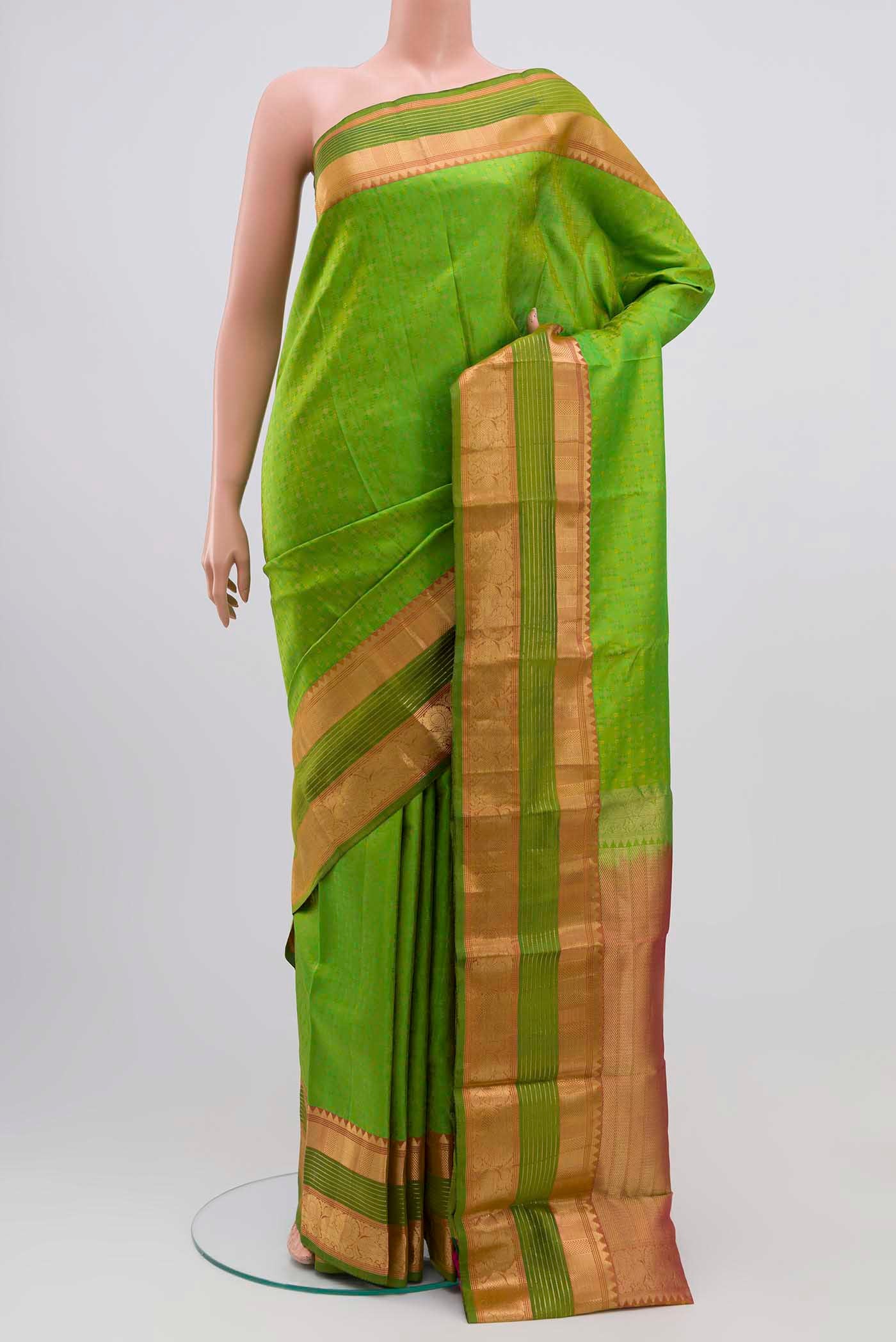 Parrot Green Kanchipuram Silk Saree