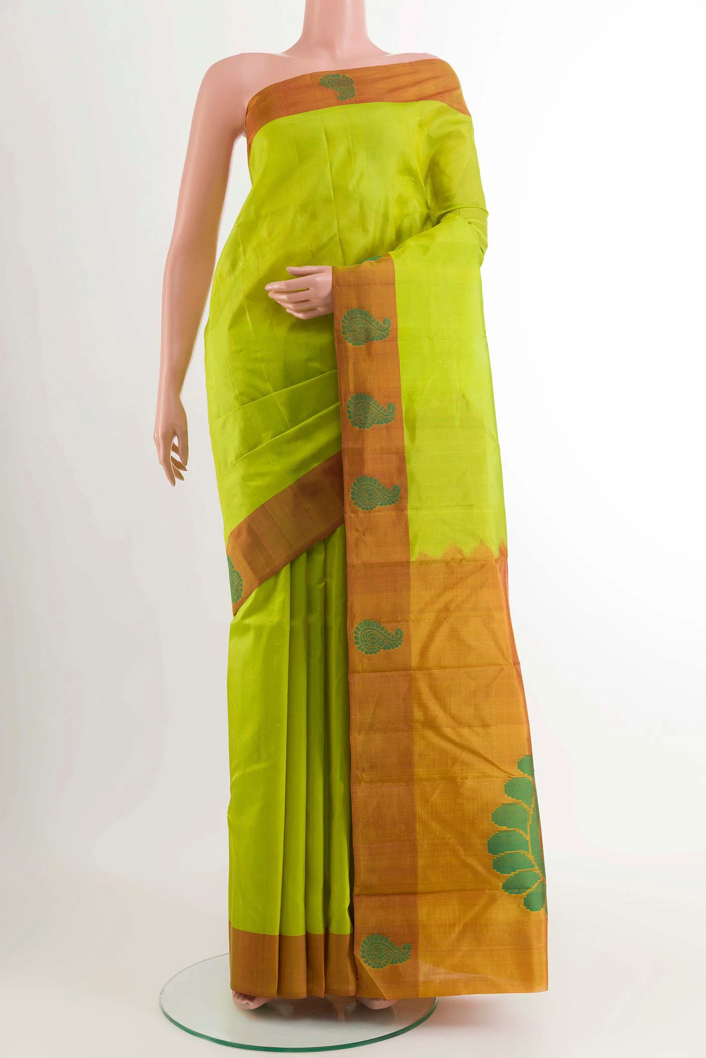 Parrot Green Kanjivaram Silk Saree