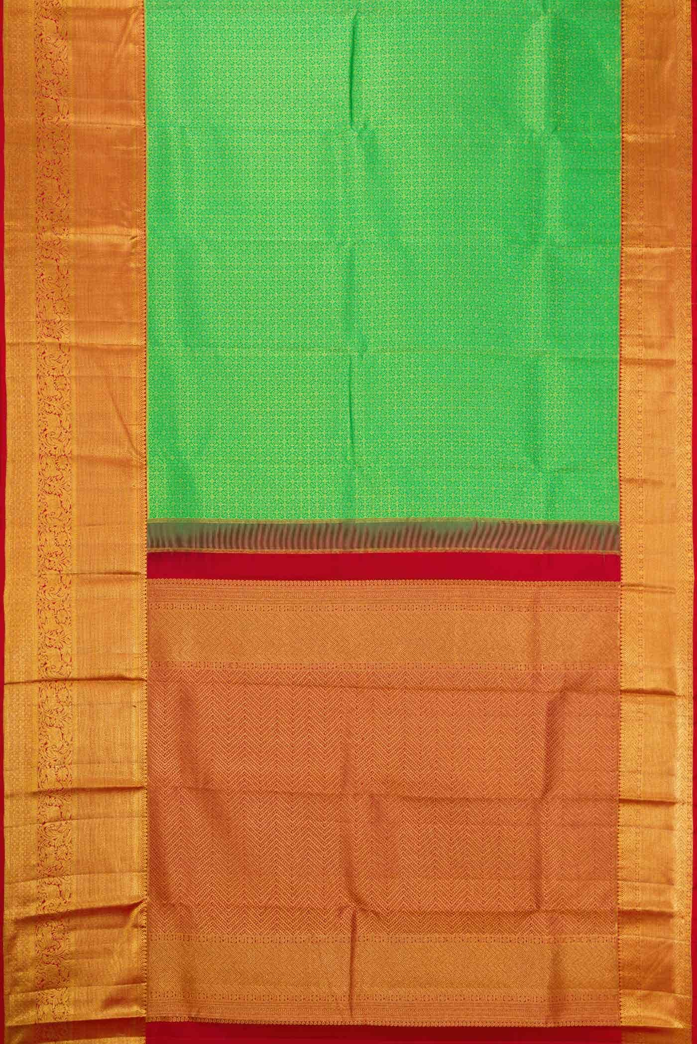 Parrot Green Kanchipuram Silk Saree - Image 4