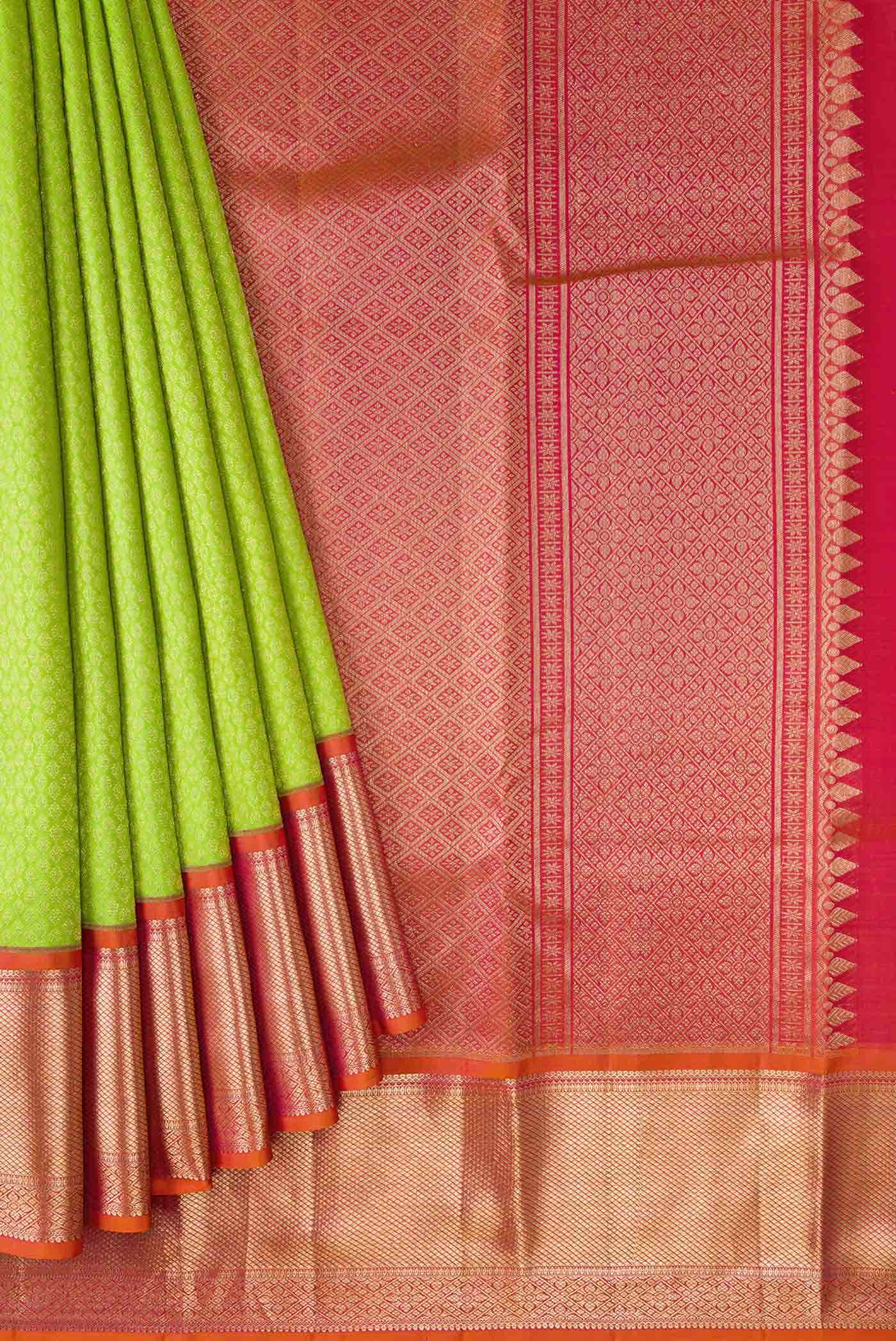 Parrot Green Kanchipuram Silk Saree - Image 8