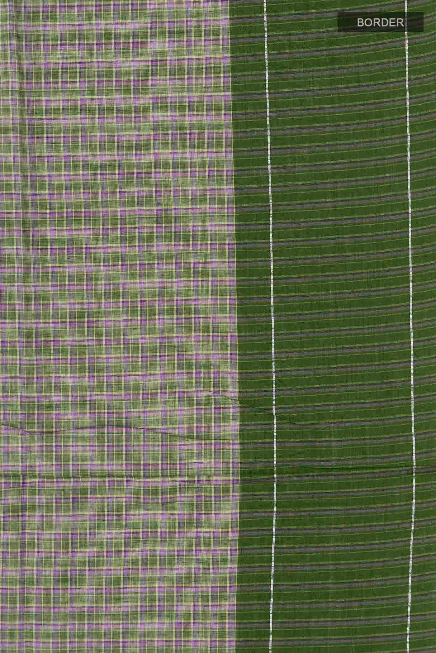 Patang-Dark Green Cotton Saree - Image 3