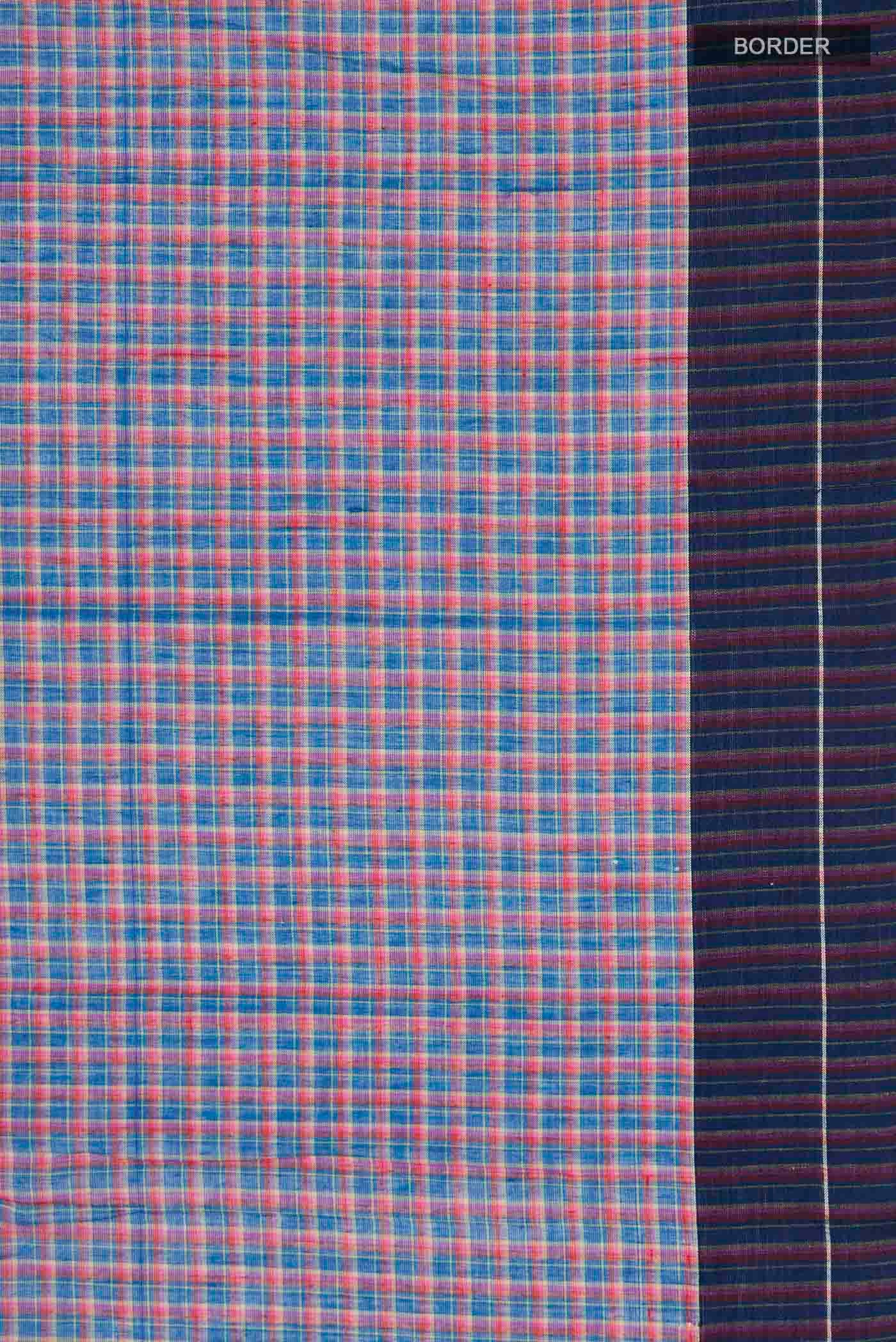 Patang-Indigo Blue Cotton Saree - Image 3