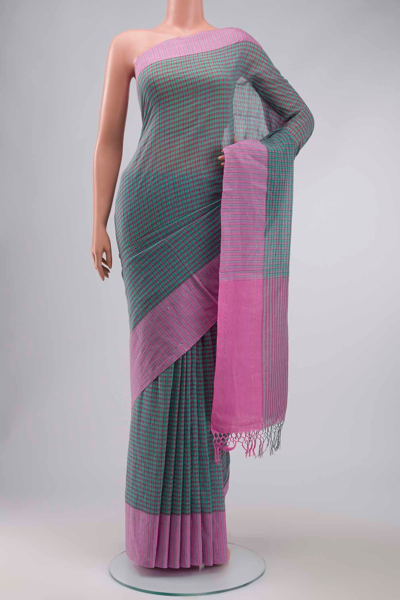 Patang-Teal Blue Cotton Saree