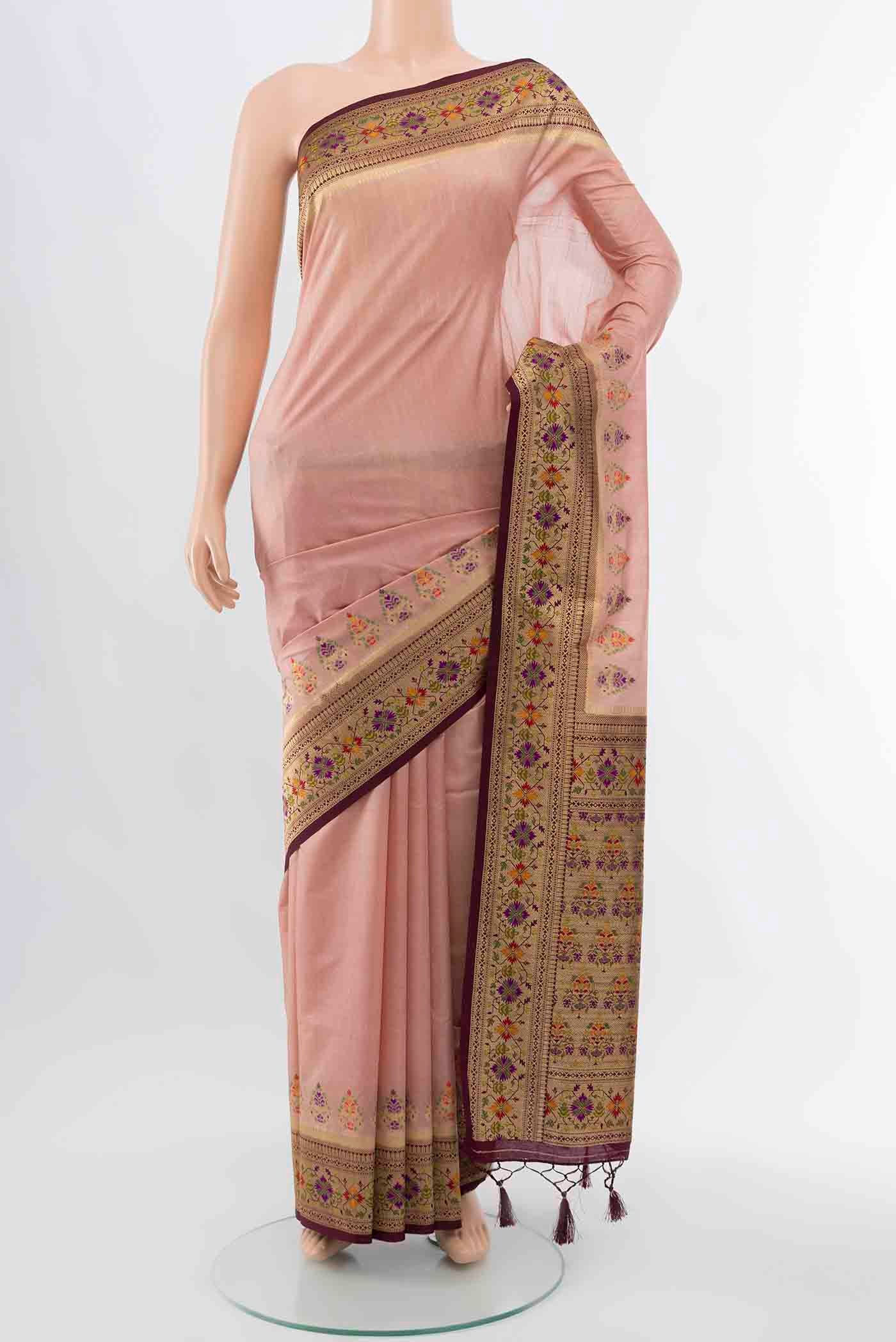 Peach Art Silk Saree