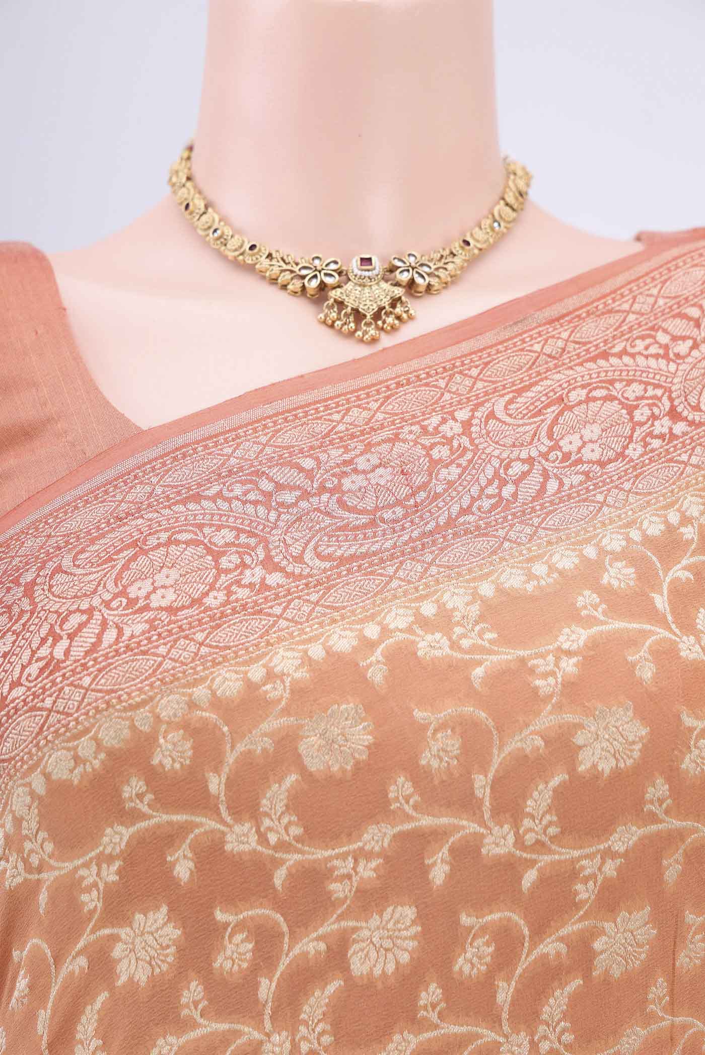 Peach Banarasi Georgette Saree - Image 2